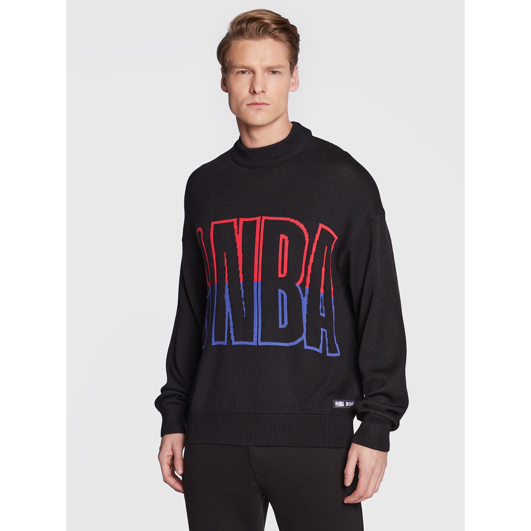 Boss Pulover NBA 50478500 Negru Relaxed Fit - Pled.ro