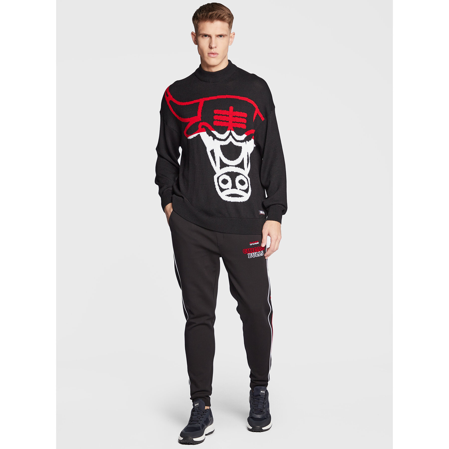 Boss Pulover NBA Chicagobulls 50480082 Negru Regular Fit - Pled.ro