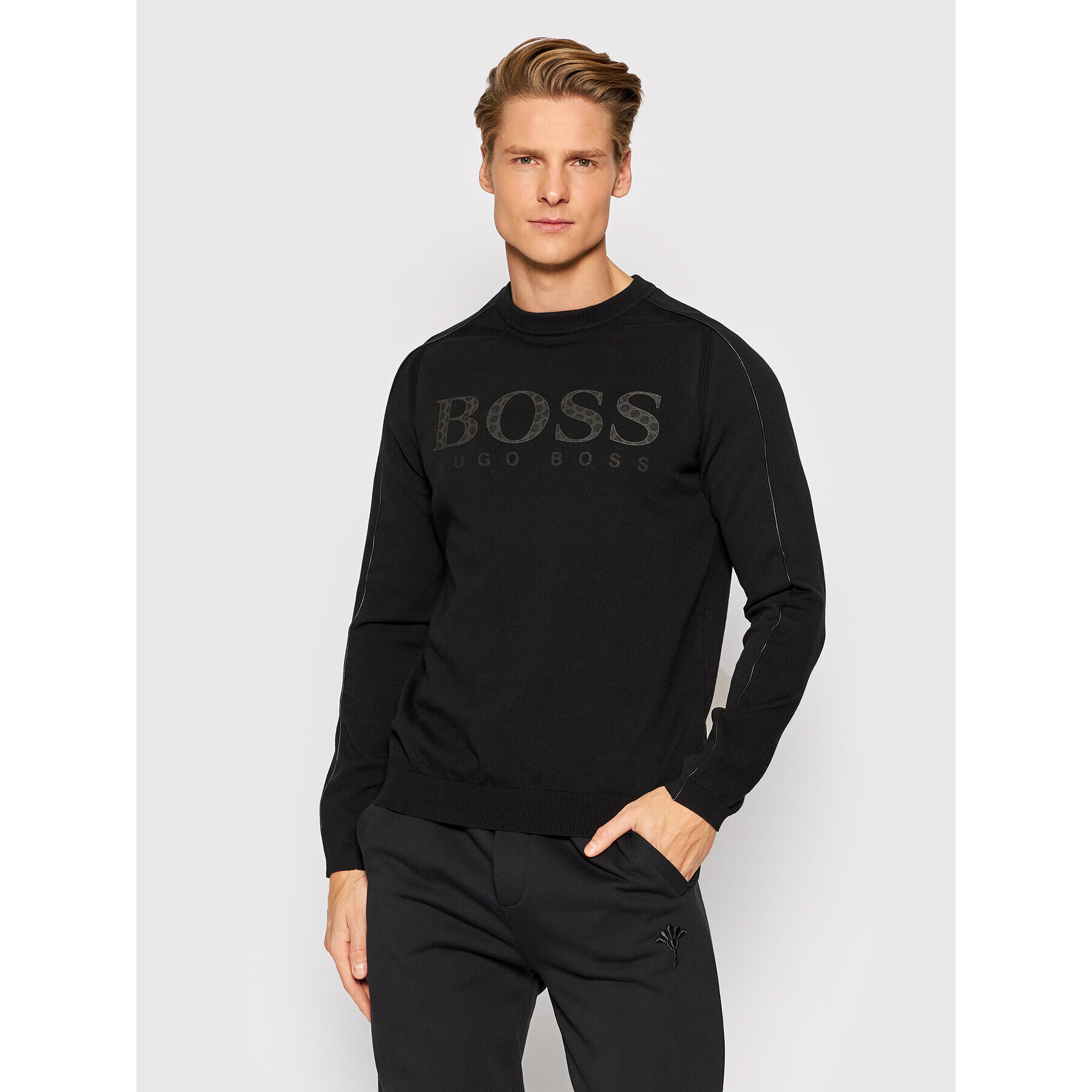 Boss Pulover Rodaro 50456145 Negru Regular Fit - Pled.ro