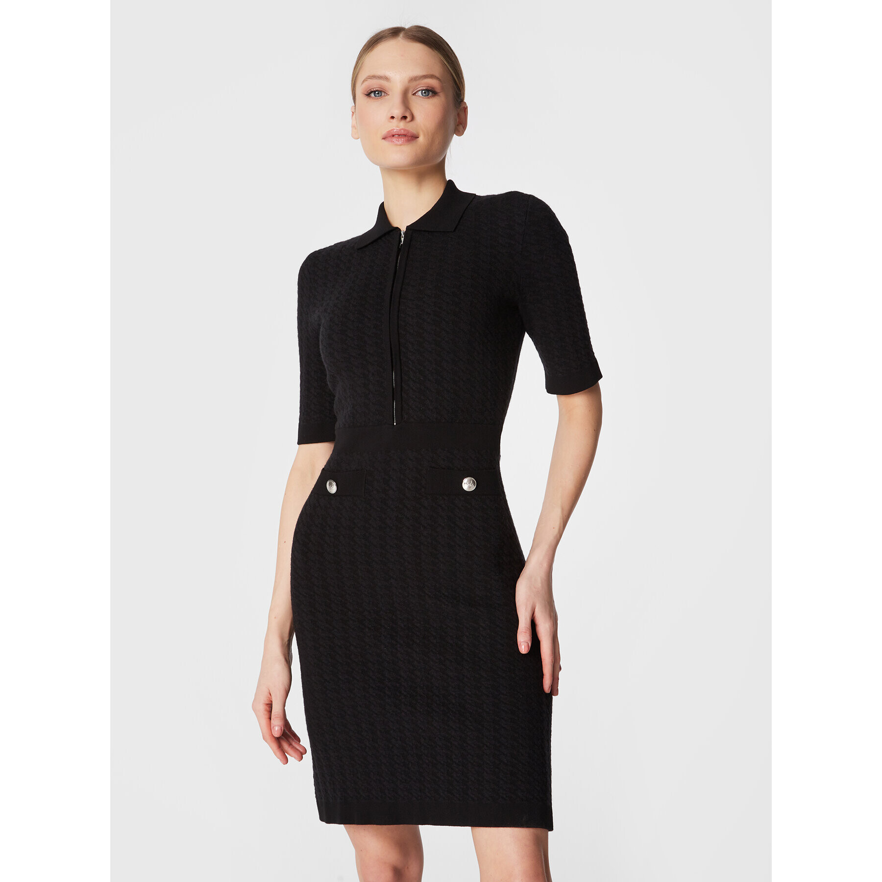 Boss Rochie tricotată Farese 50478826 Negru Slim Fit - Pled.ro