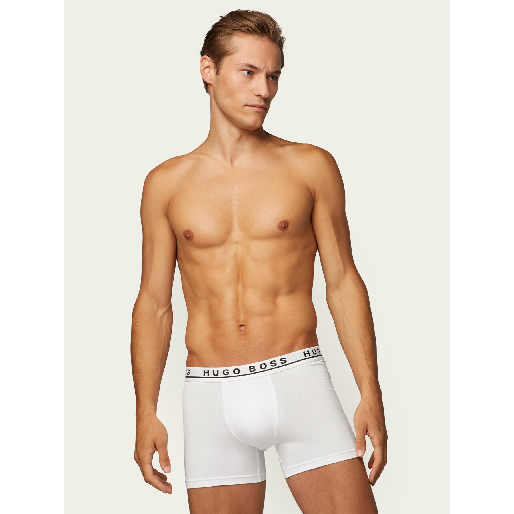 Boss Set 3 perechi de boxeri Brief 3P CO/EL 50325404 Alb - Pled.ro