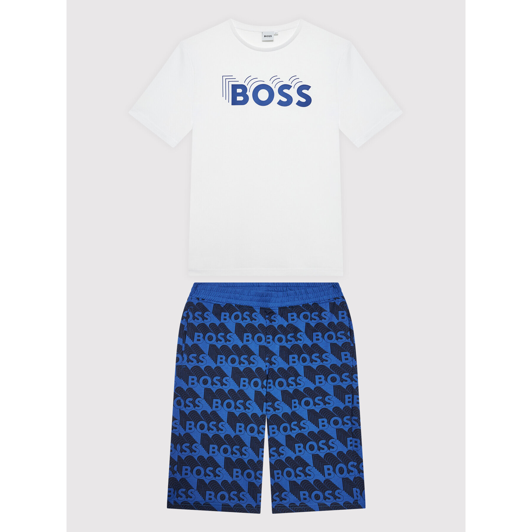 Boss Set tricou și pantaloni scurți sport J28096 M Alb Regular Fit - Pled.ro