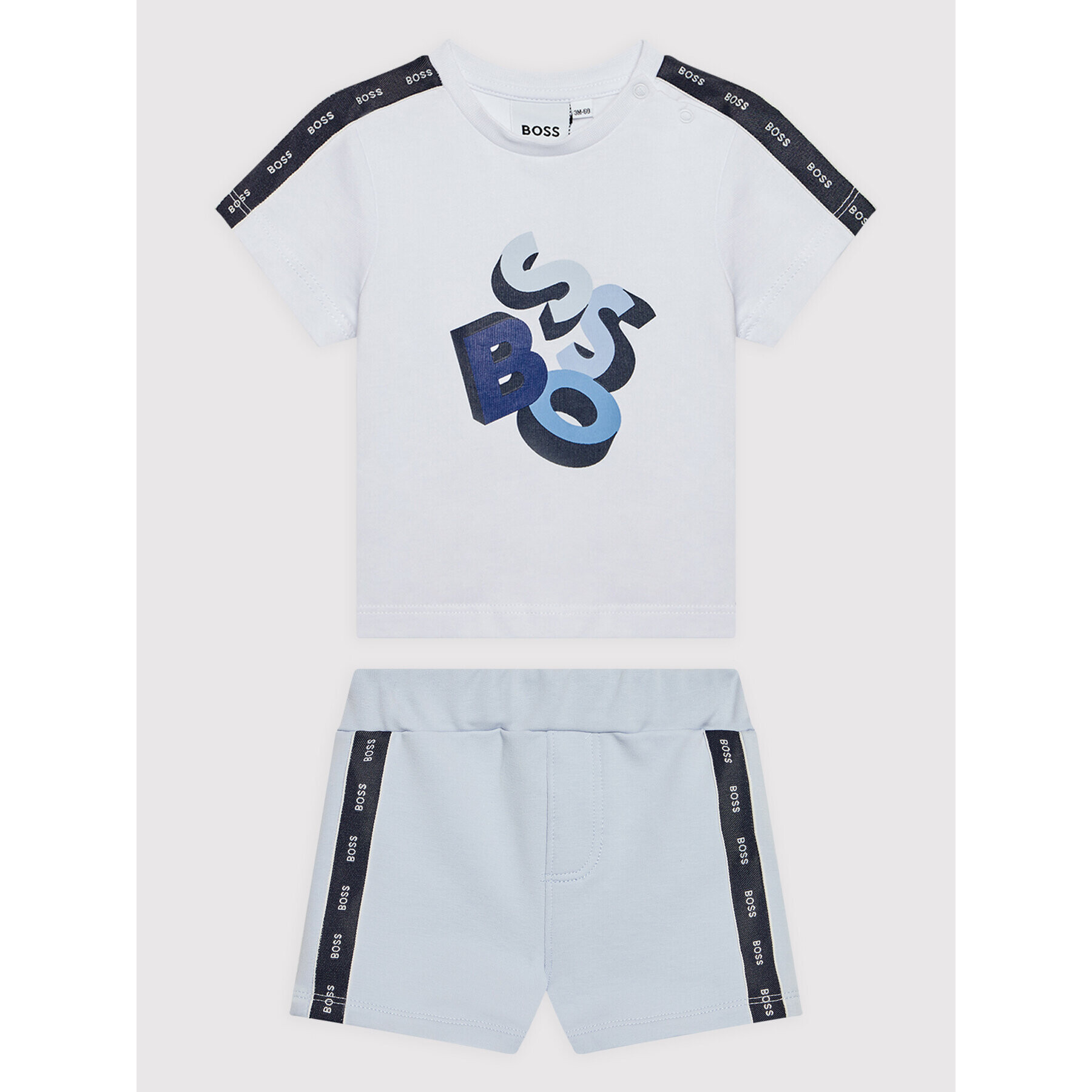 Boss Set tricou și pantaloni scurți sport J98353 Alb Regular Fit - Pled.ro