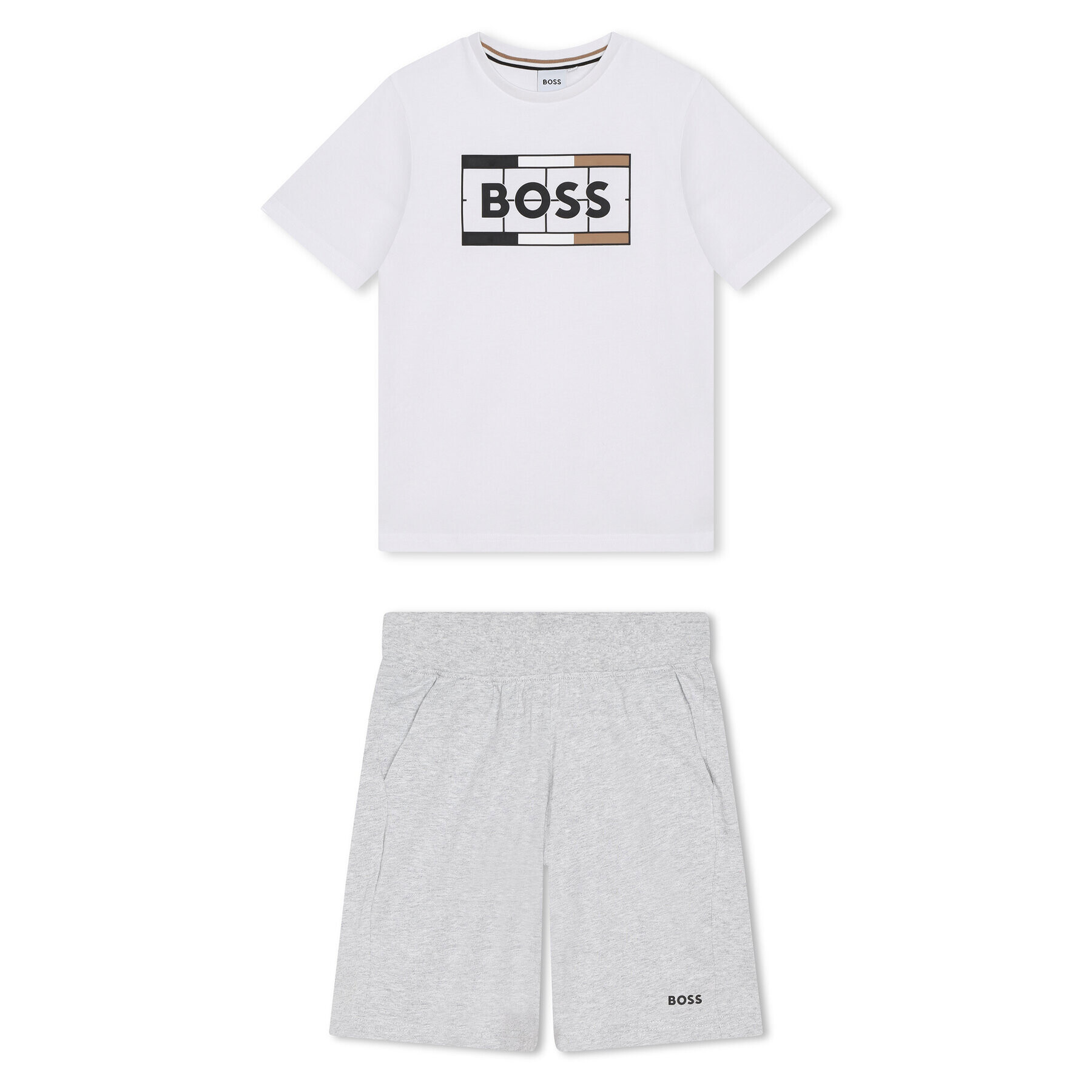 Boss Set tricou și pantaloni scurți sport J28111 D Alb Regular Fit - Pled.ro