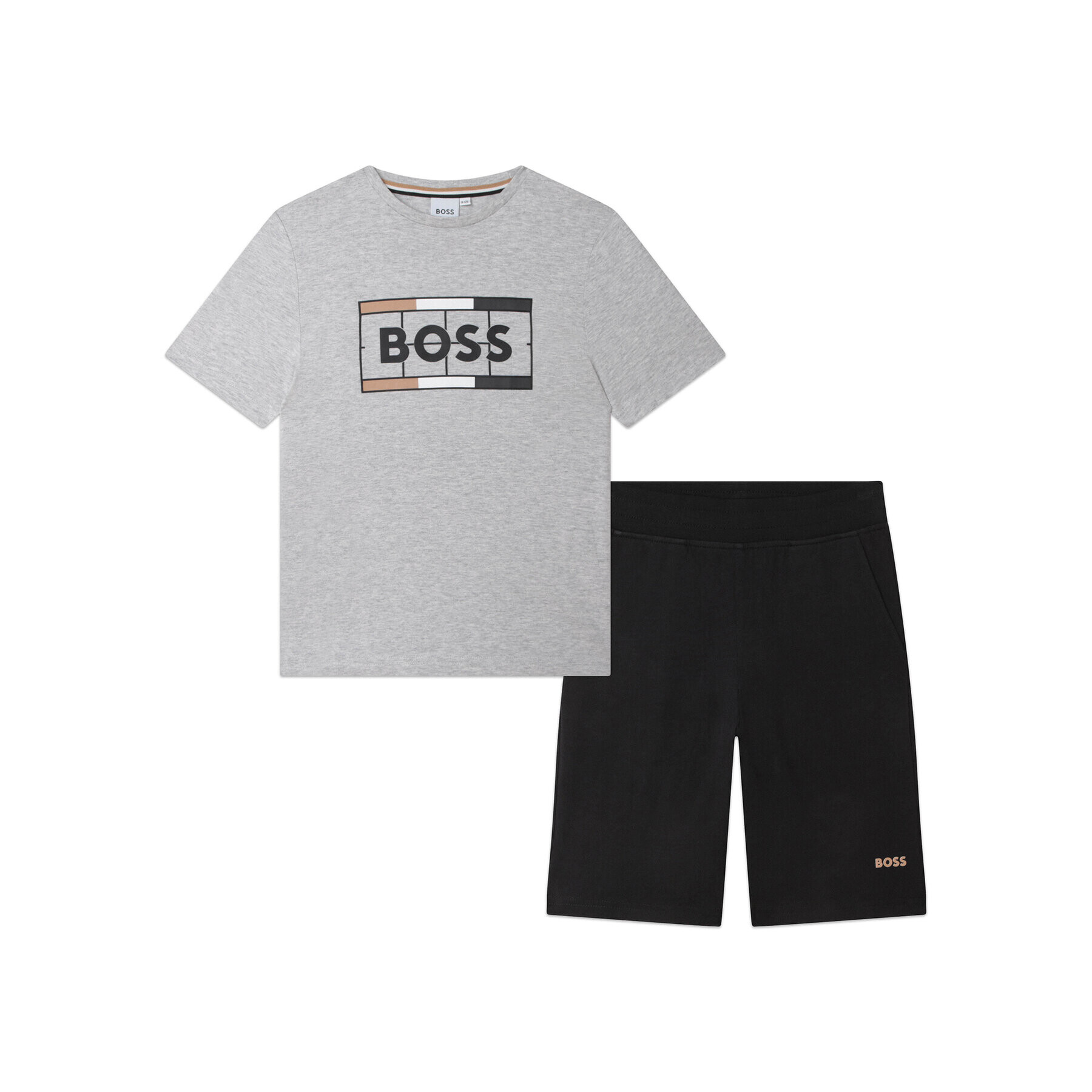 Boss Set tricou și pantaloni scurți sport J28111 S Gri Regular Fit - Pled.ro