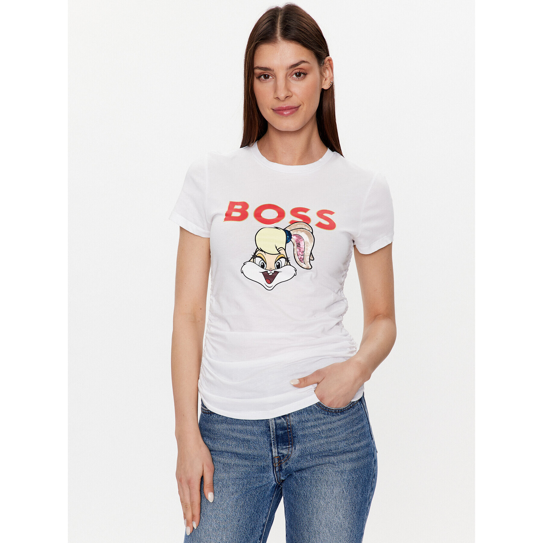 Boss Tricou 50484941 Alb Slim Fit - Pled.ro