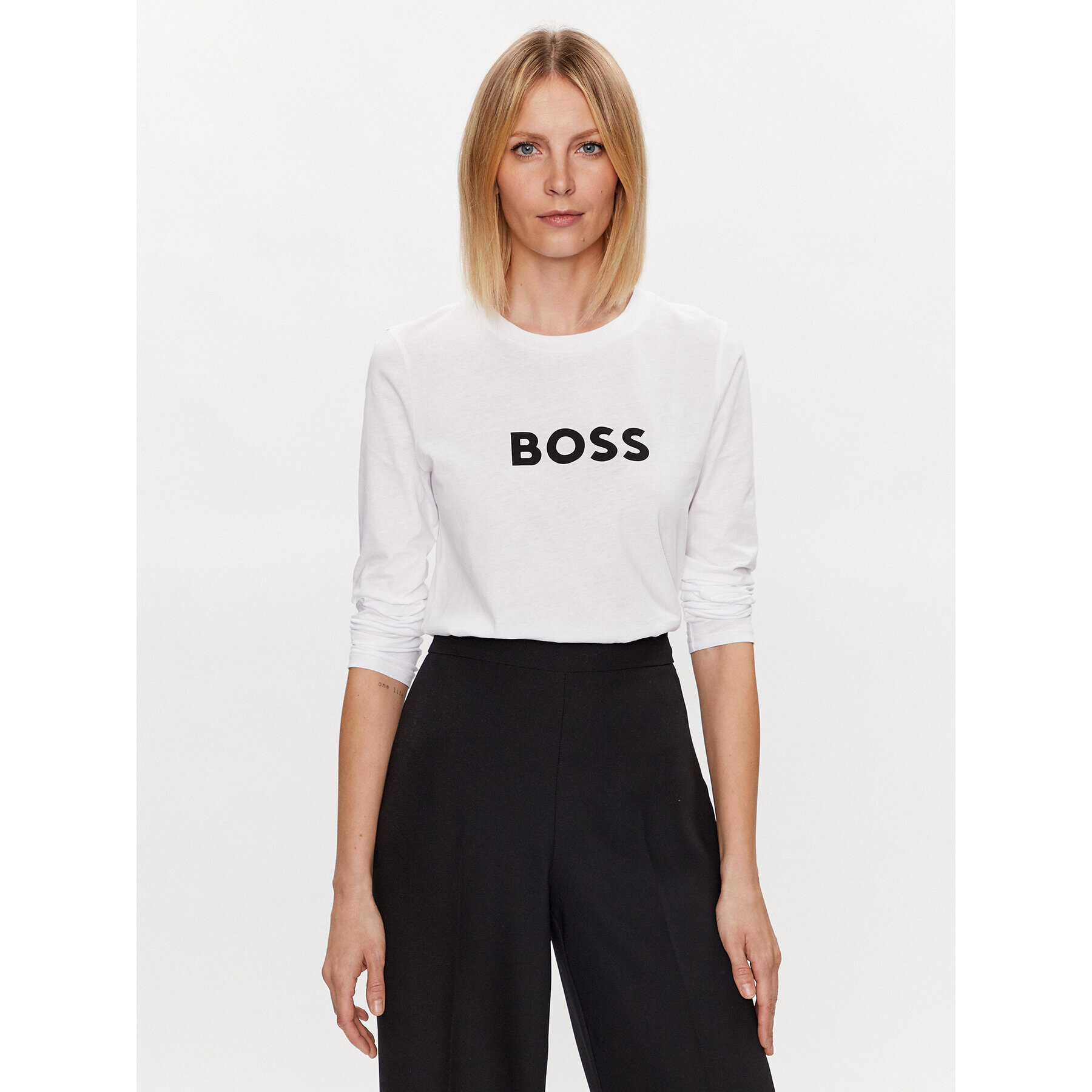 Boss Bluză Logo 50489592 Alb Regular Fit - Pled.ro