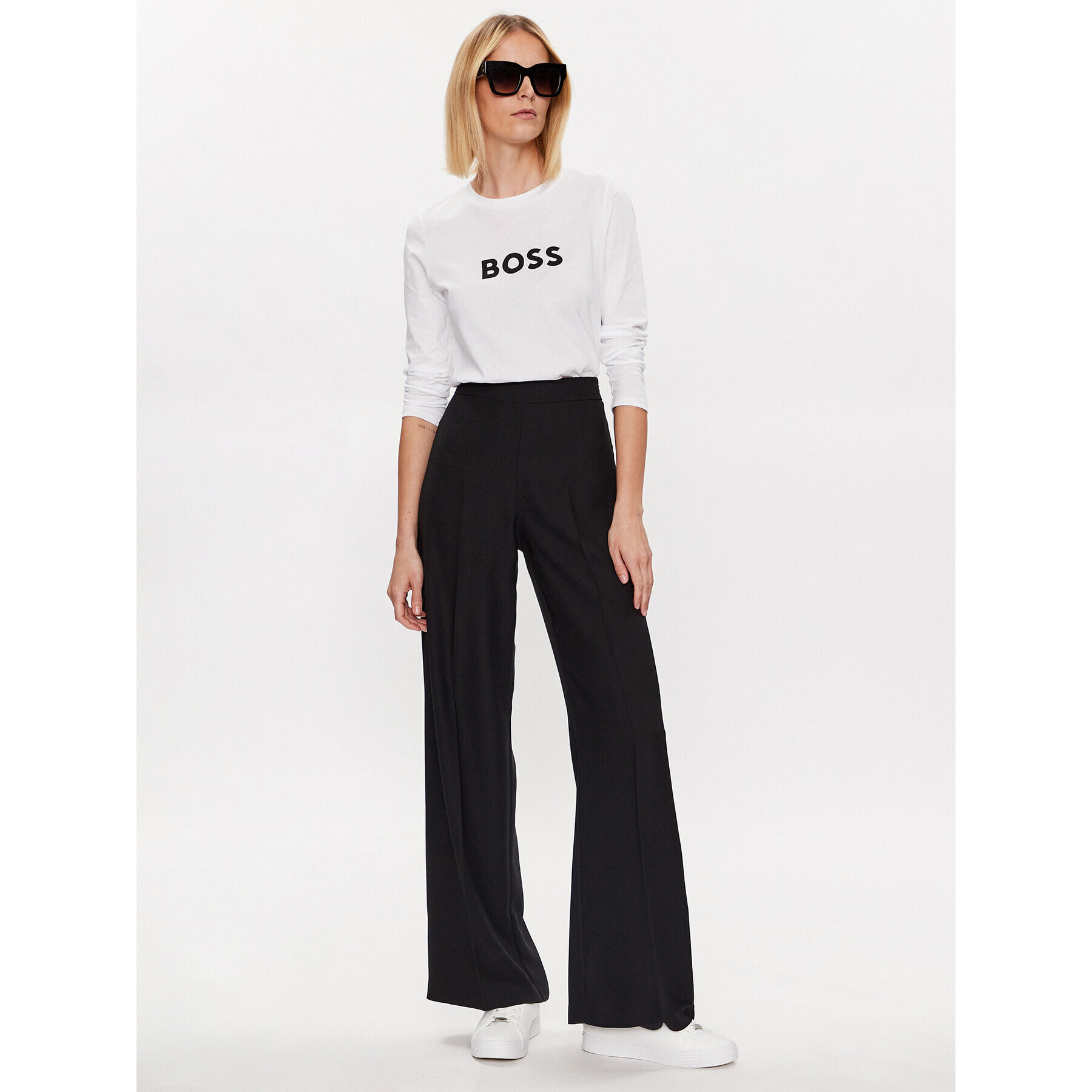 Boss Bluză Logo 50489592 Alb Regular Fit - Pled.ro