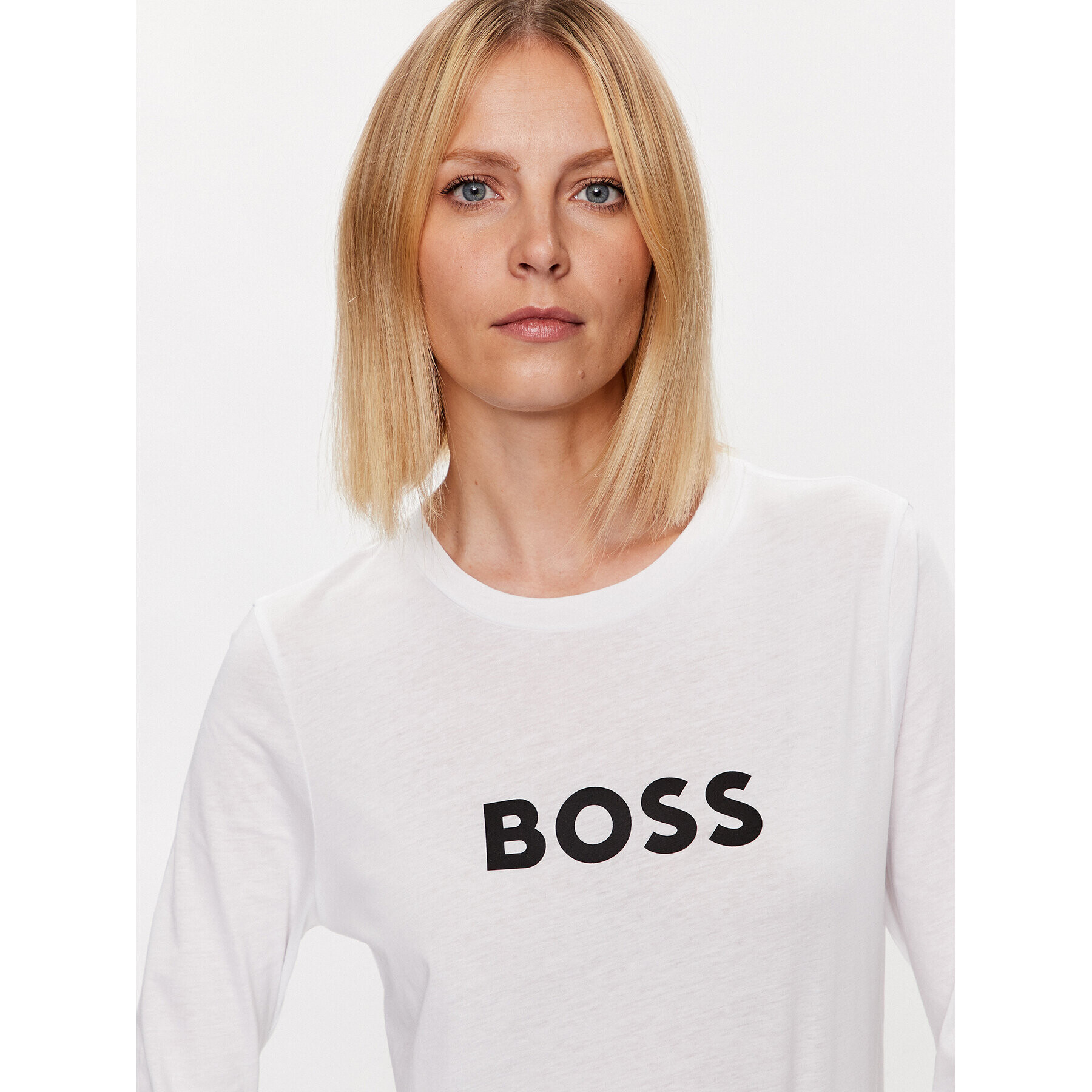 Boss Bluză Logo 50489592 Alb Regular Fit - Pled.ro