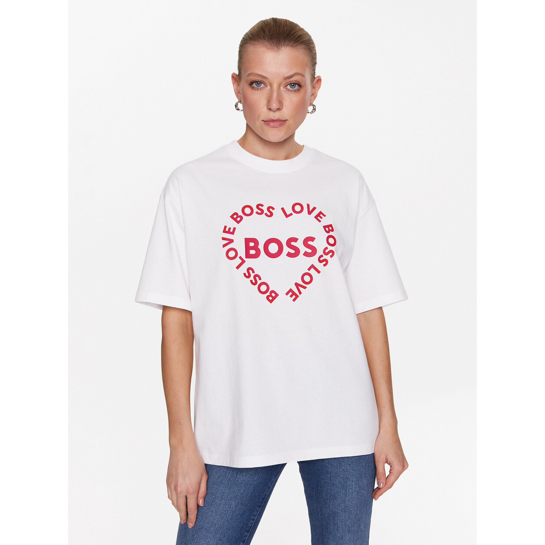 Boss Tricou C Ebase Vd 50491408 Alb Relaxed Fit - Pled.ro