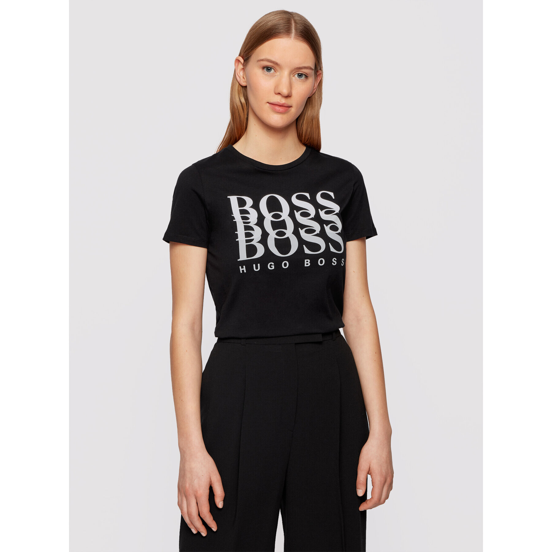 Boss Tricou C_Eloga1 50448512 Negru Regular Fit - Pled.ro