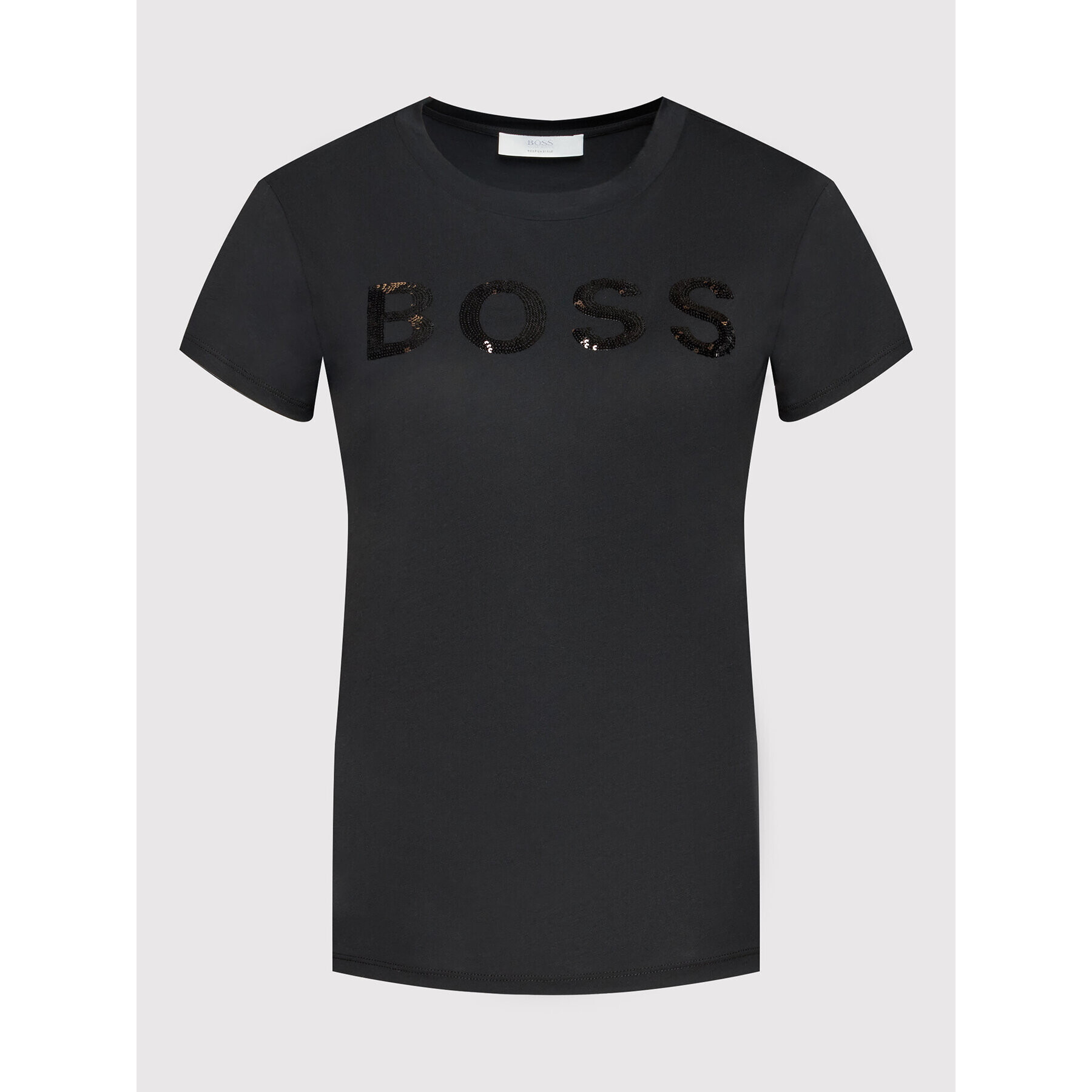 Boss Tricou C_Elogo_4 50464505 Negru Regular Fit - Pled.ro