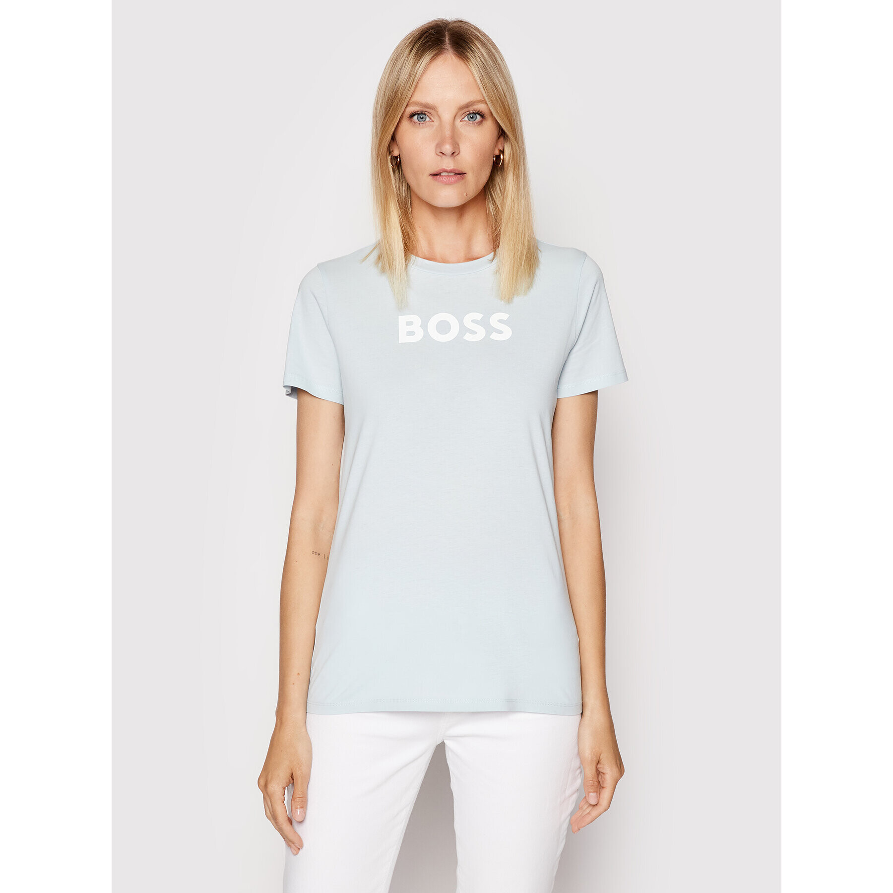 Boss Tricou C_Elogo_5 50468356 Albastru Regular Fit - Pled.ro