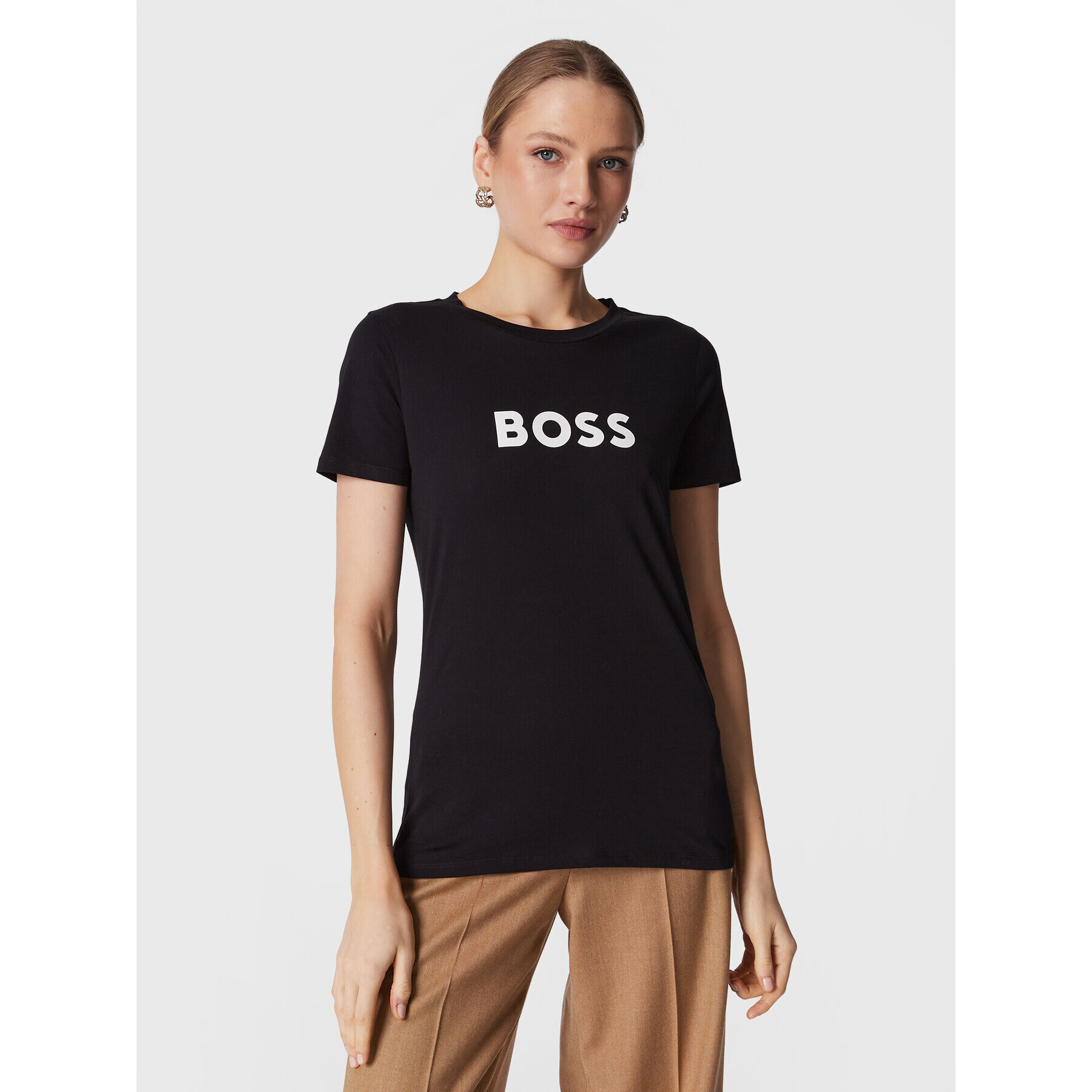 Boss Tricou C_Elogo_5 50468356 Negru Regular Fit - Pled.ro