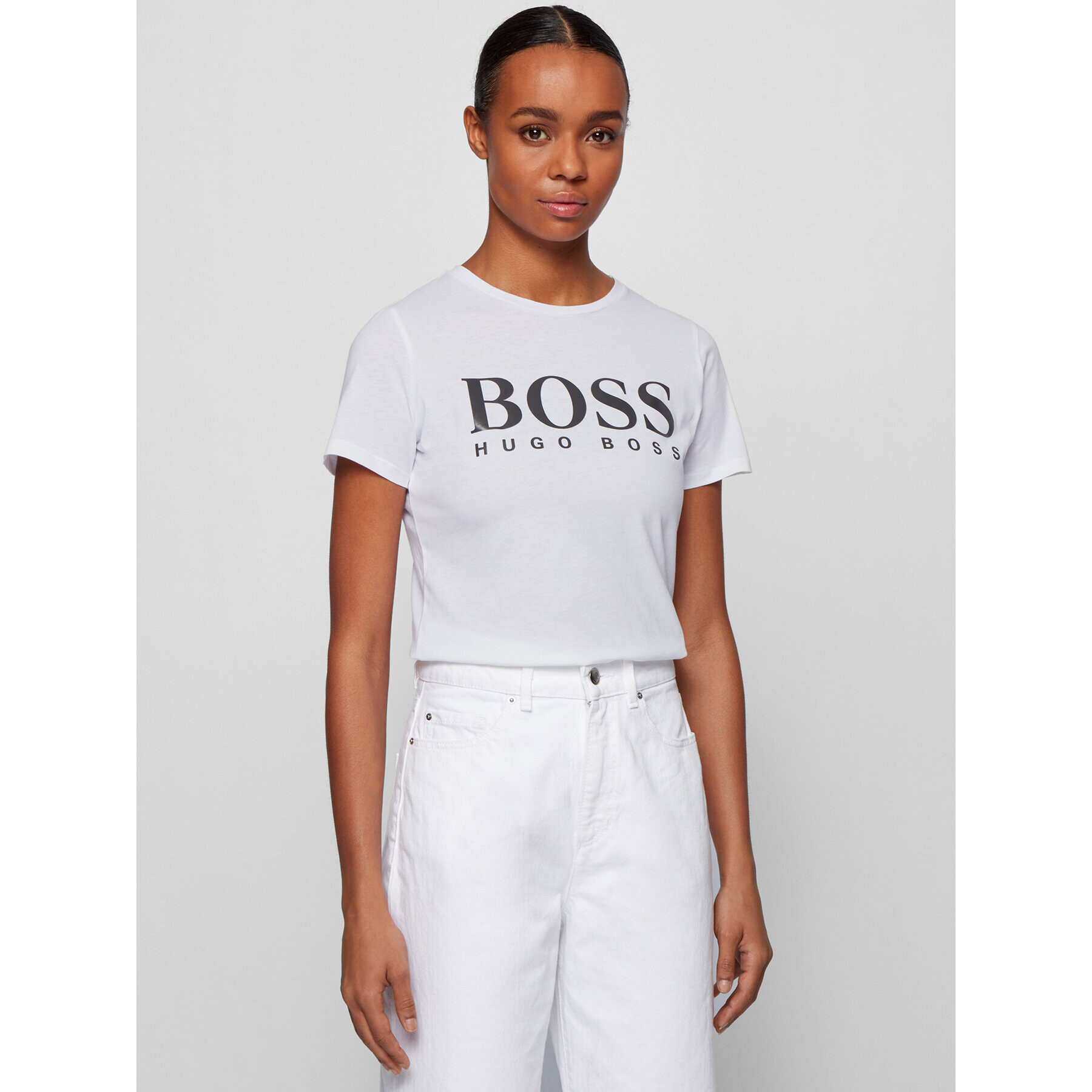 Boss Tricou C_Elogo 50436773 Alb Regular Fit - Pled.ro