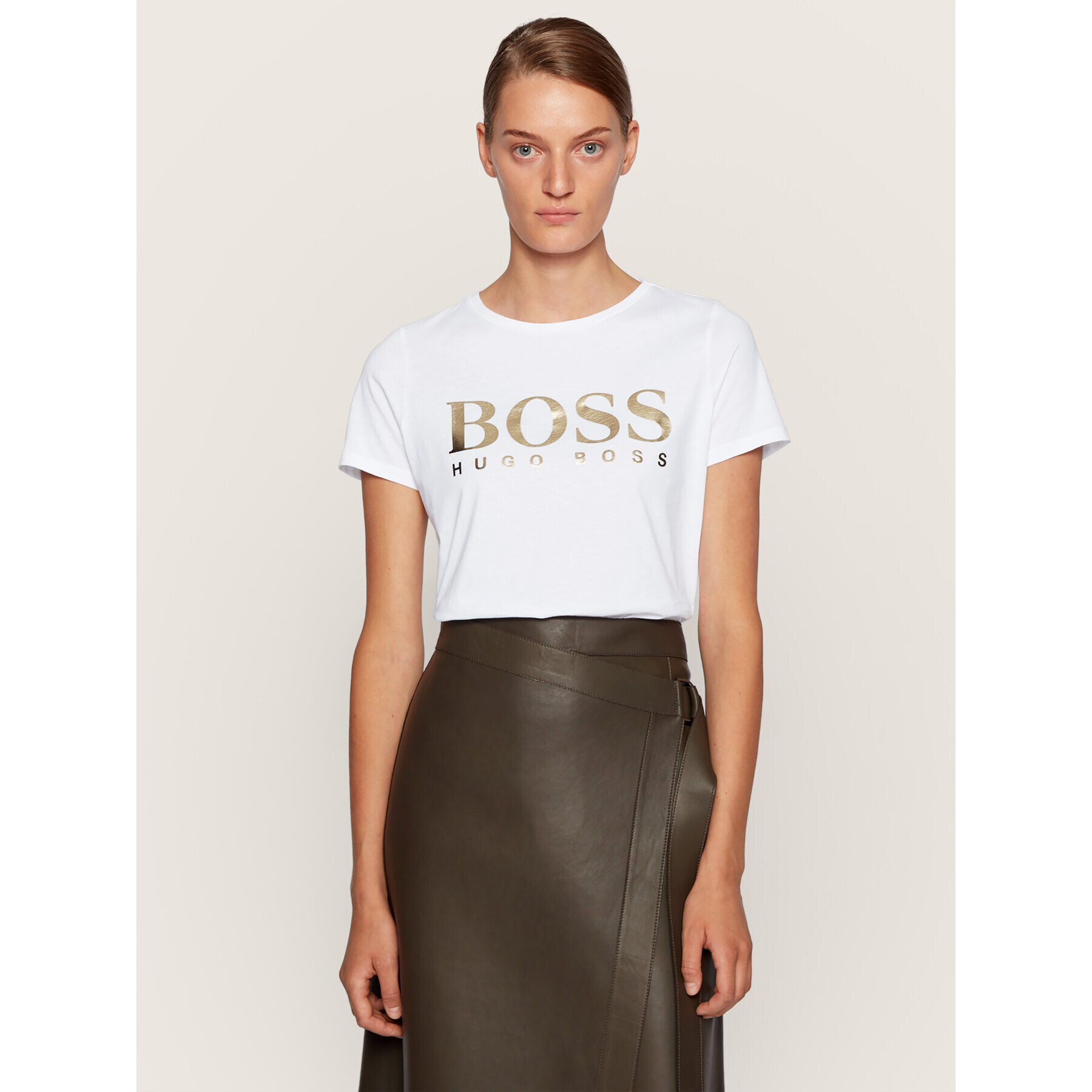 Boss Tricou C_Elogo 50436773 Alb Regular Fit - Pled.ro