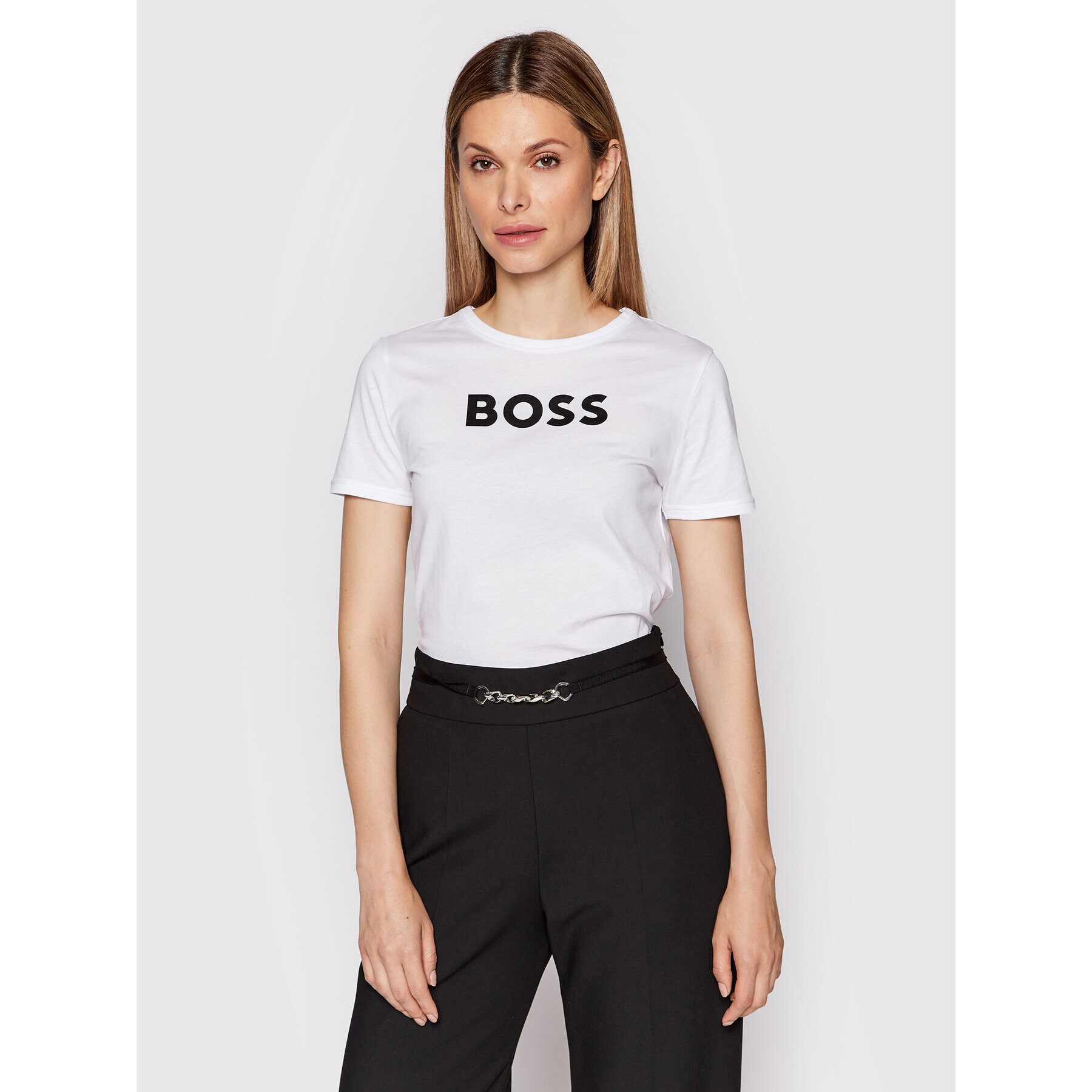 Boss Tricou C_Elogo_7 50472255 Alb Regular Fit - Pled.ro