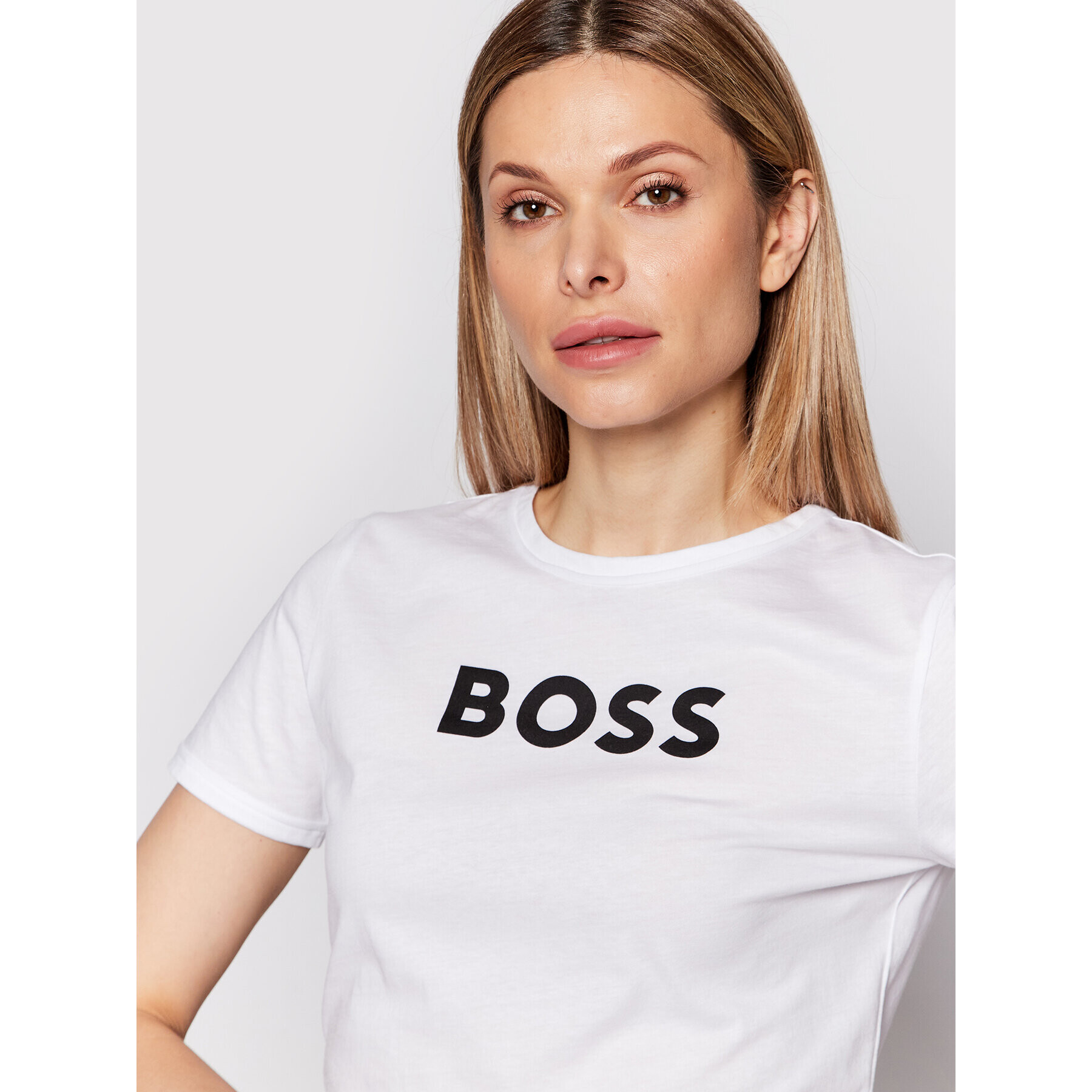 Boss Tricou C_Elogo_7 50472255 Alb Regular Fit - Pled.ro