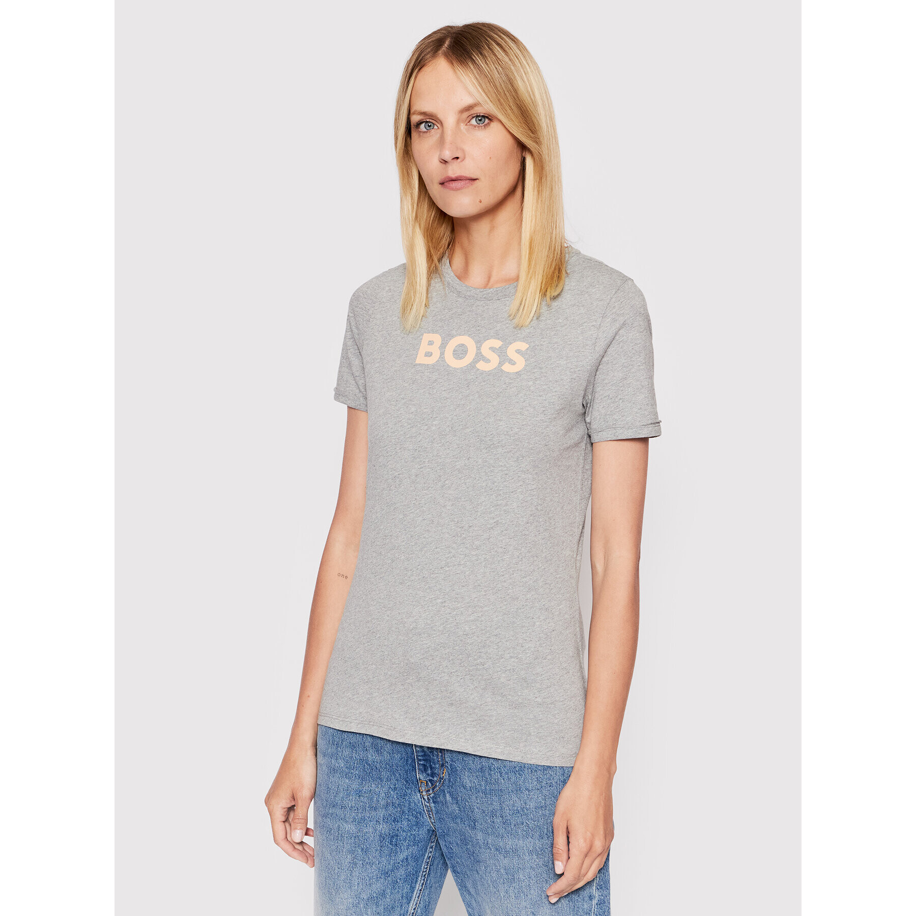 Boss Tricou C_Elogo_7 50472255 Gri Regular Fit - Pled.ro