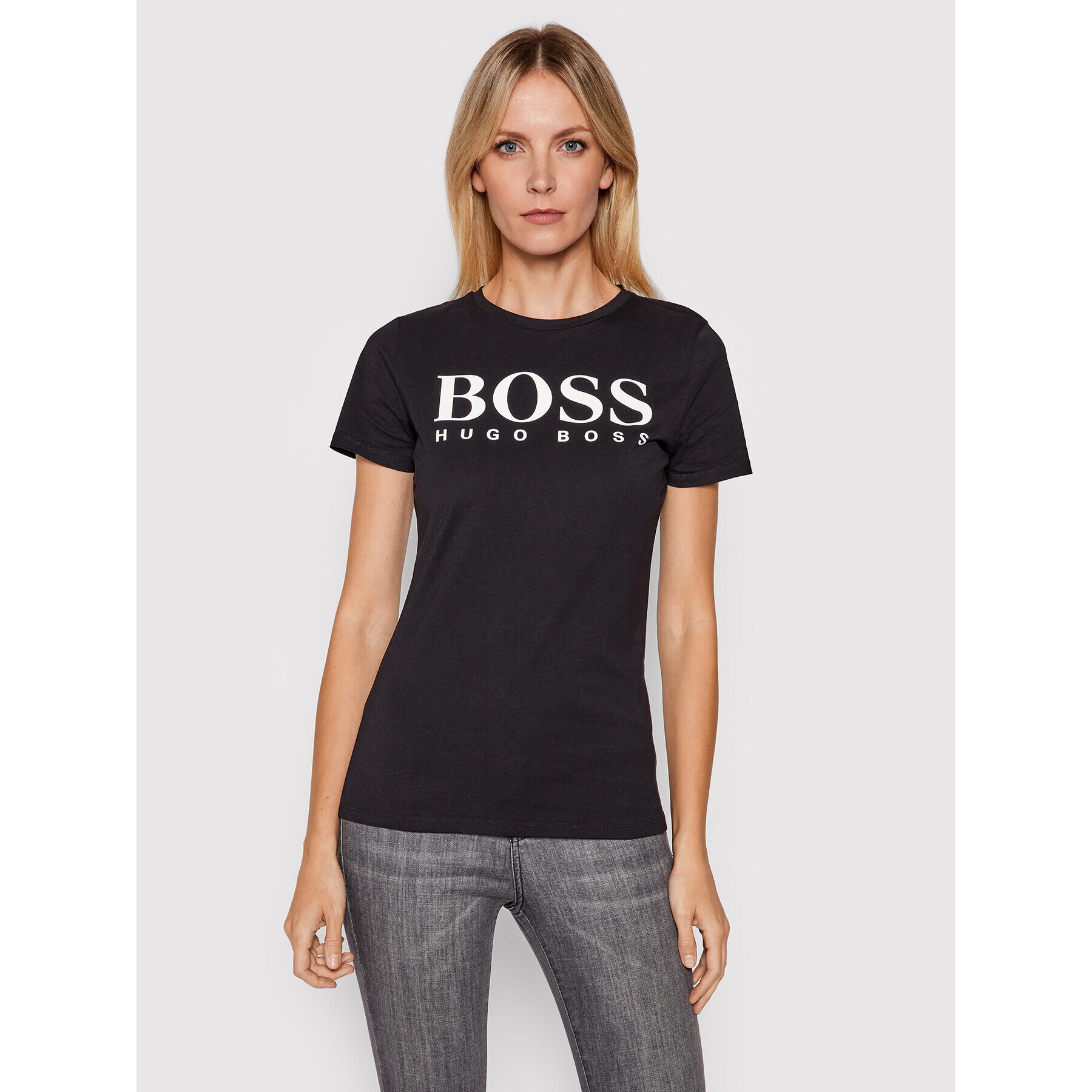 Boss Tricou C_Elogo1 50455144 Negru Regular Fit - Pled.ro