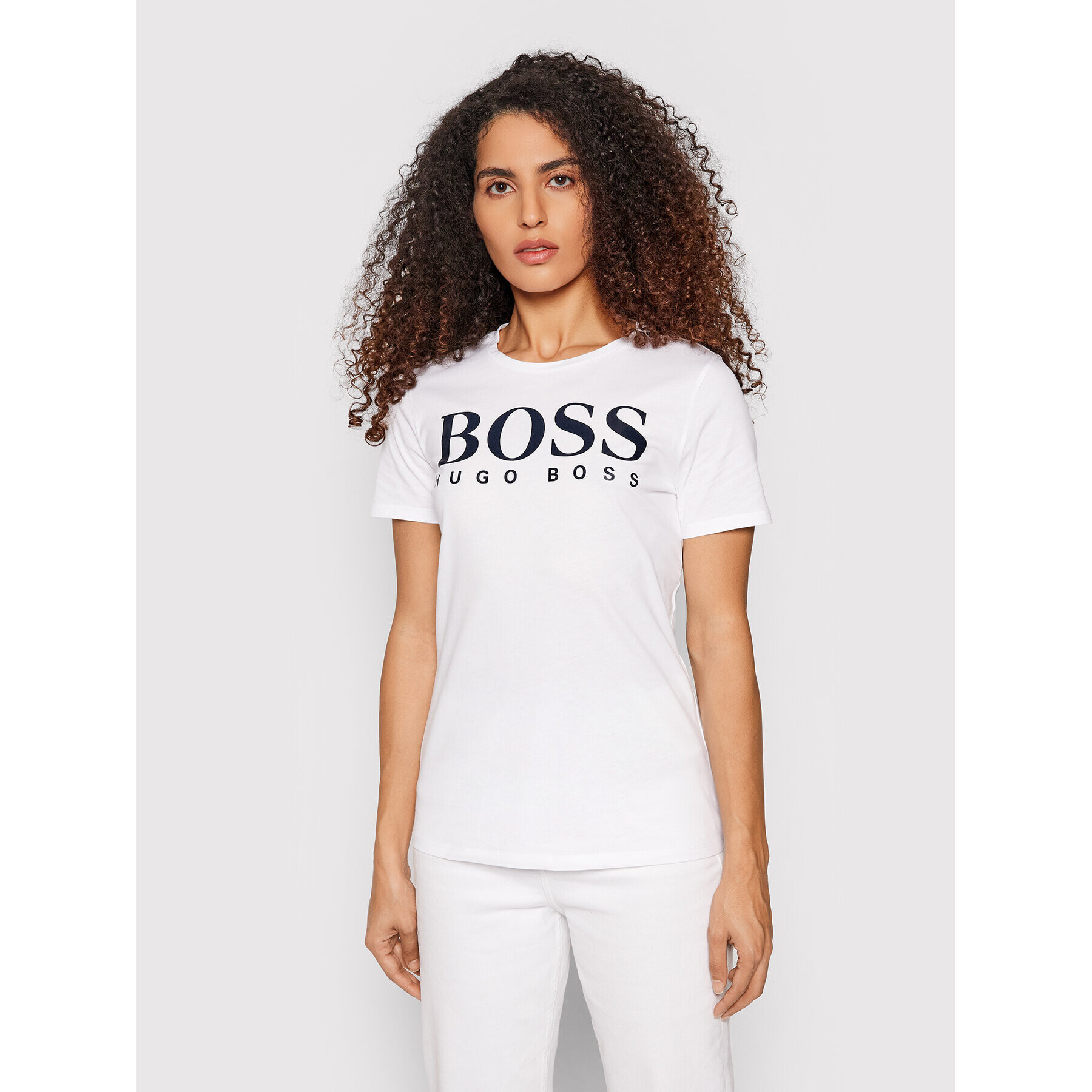 Boss Tricou C_Elogo3 50457365 Alb Slim Fit - Pled.ro