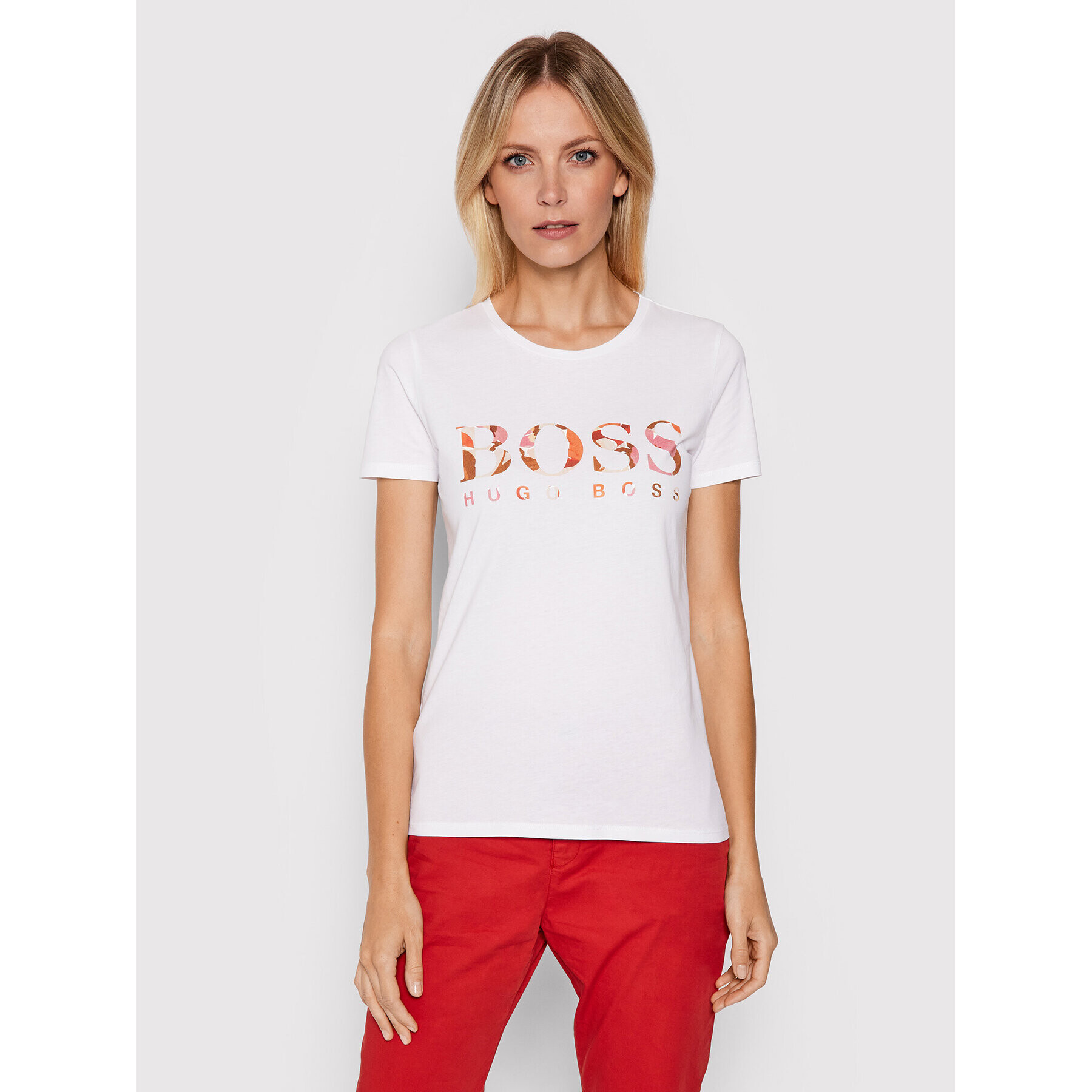 Boss Tricou C_Eti1 5045568 Alb Slim Fit - Pled.ro