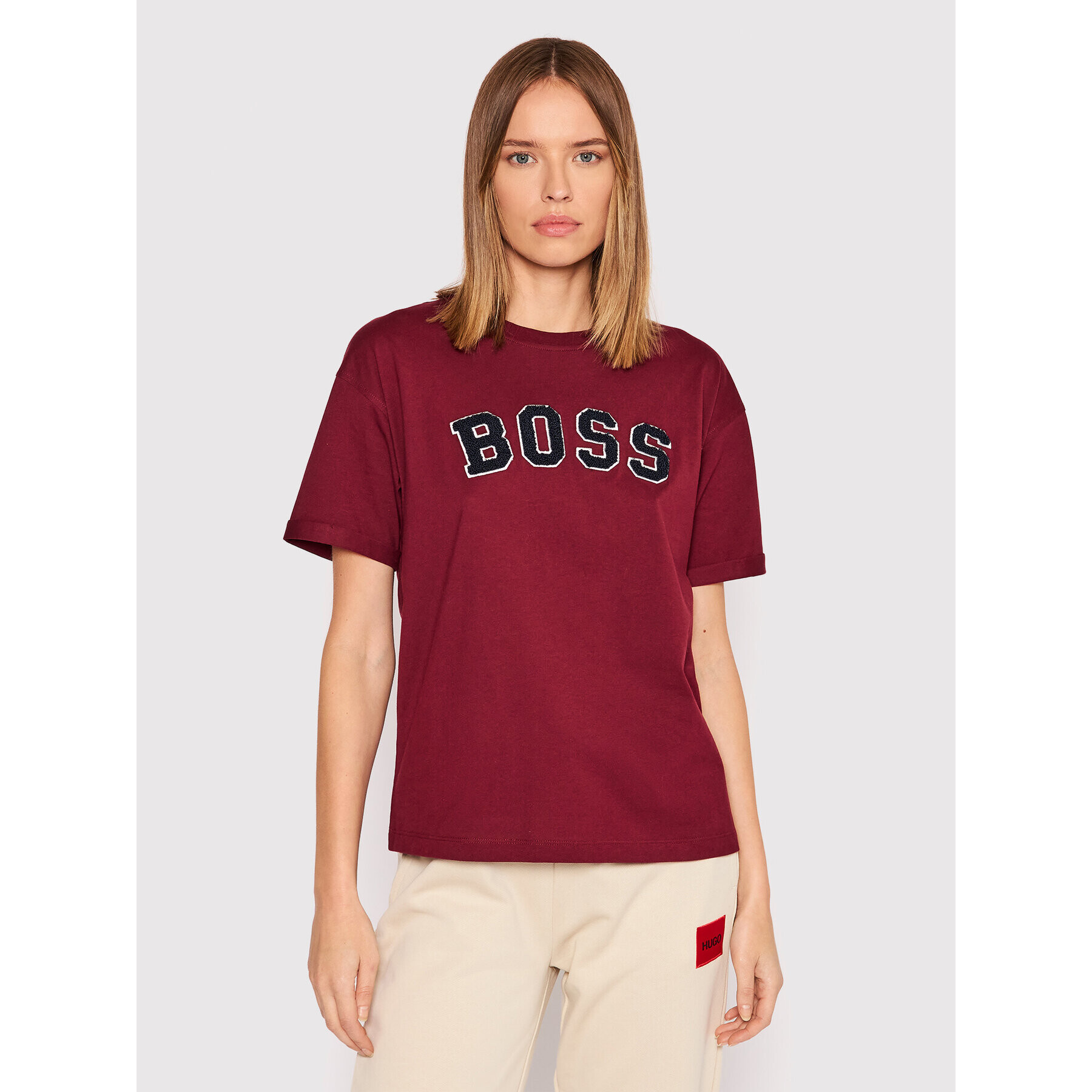 Boss Tricou C_Evarsy 50457984 Vișiniu Regular Fit - Pled.ro