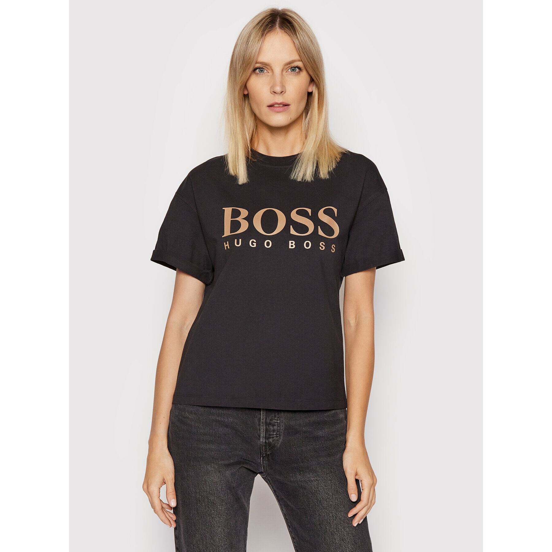 Boss Tricou C_Evina_Active 50457388 Negru Relaxed Fit - Pled.ro