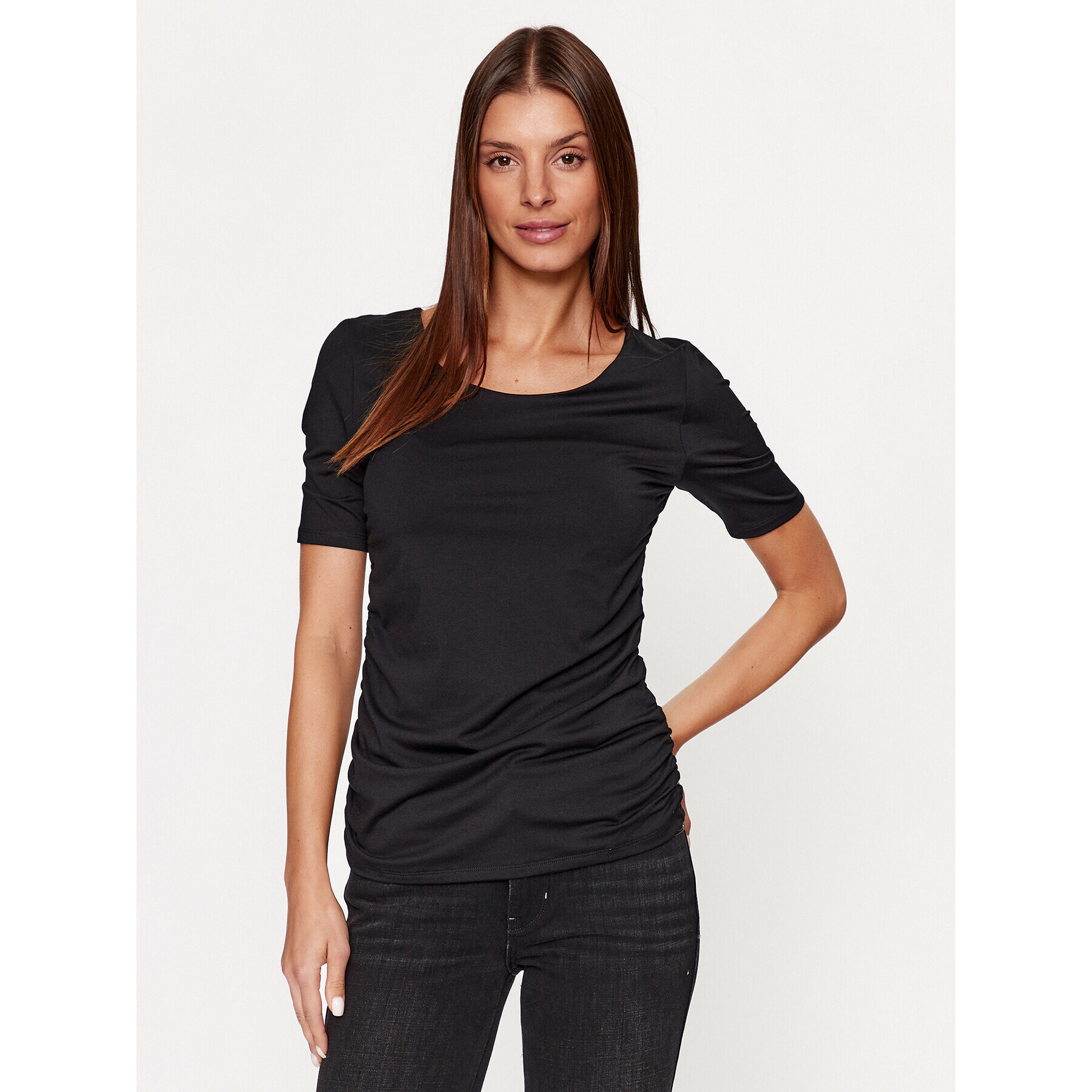 Boss Tricou Eleiza 50498550 Negru Slim Fit - Pled.ro