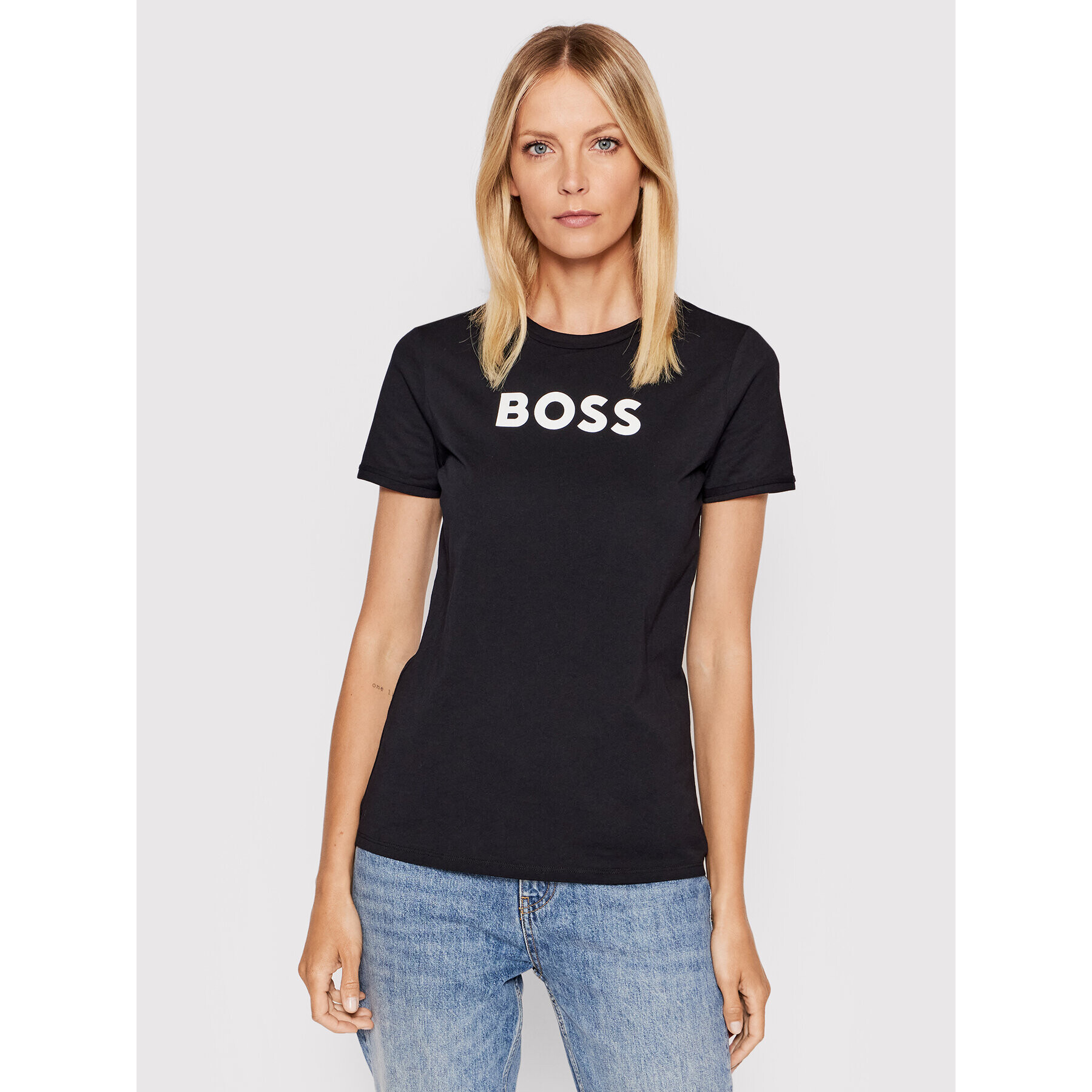 Boss Tricou Elogo 7 50472255 Negru Regular Fit - Pled.ro