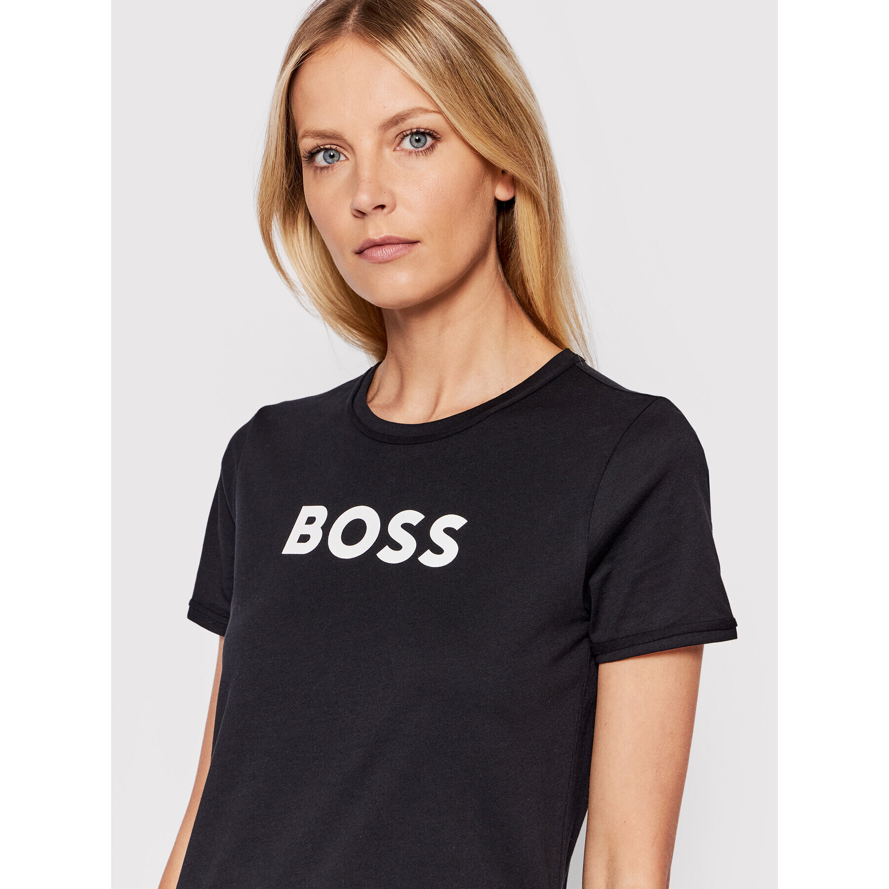 Boss Tricou Elogo 7 50472255 Negru Regular Fit - Pled.ro