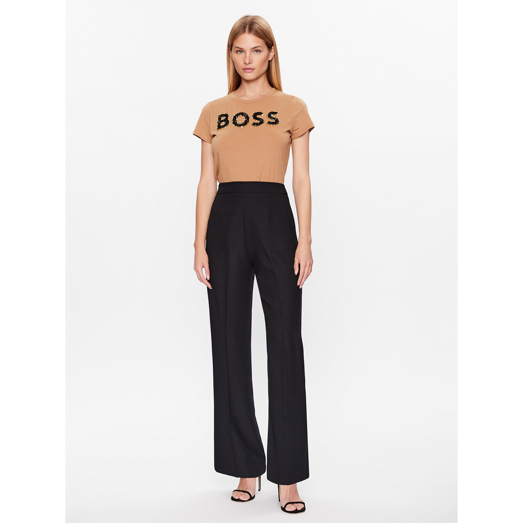 Boss Tricou Eventsa 50484646 Bej Slim Fit - Pled.ro