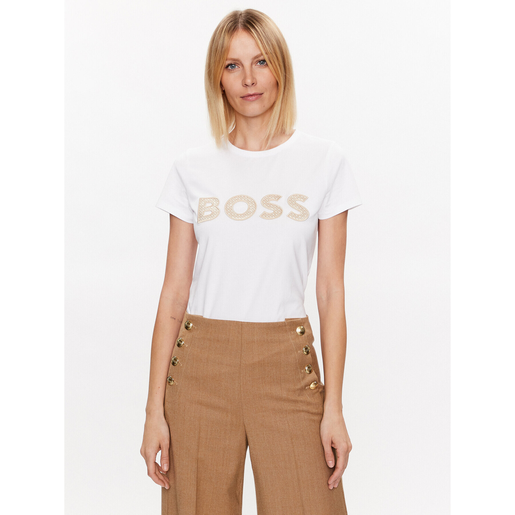 Boss Tricou Eventsa 50489531 Alb Slim Fit - Pled.ro