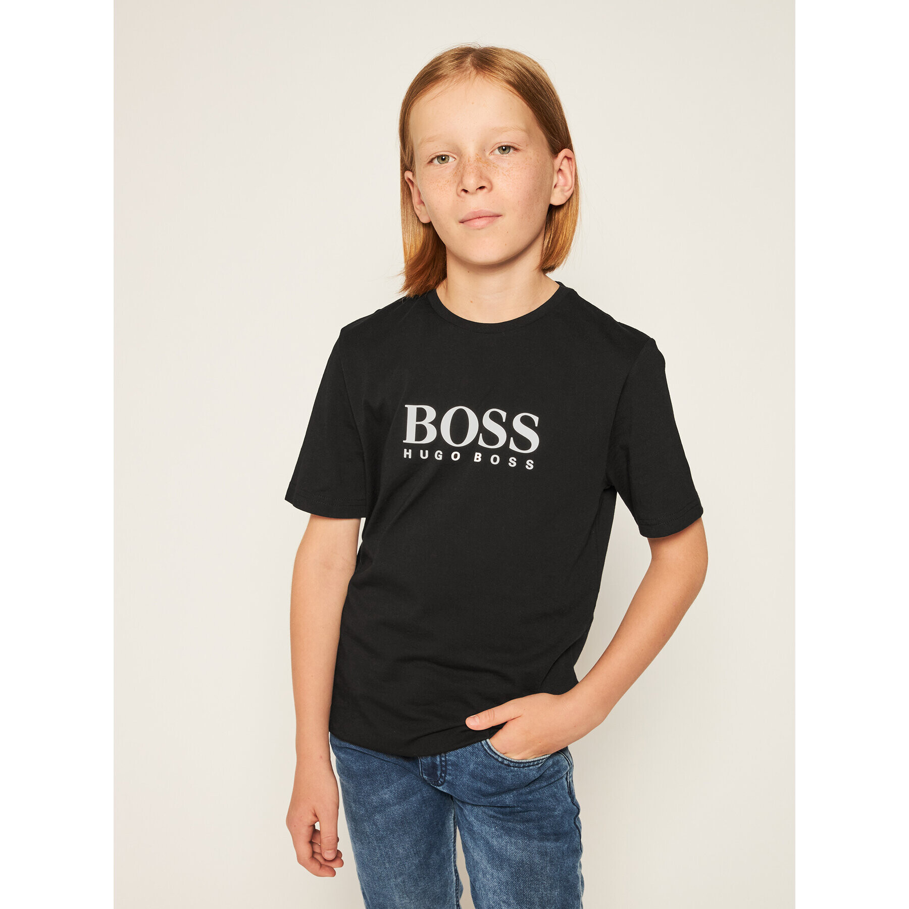 Boss Tricou J25P13 S Negru Regular Fit - Pled.ro