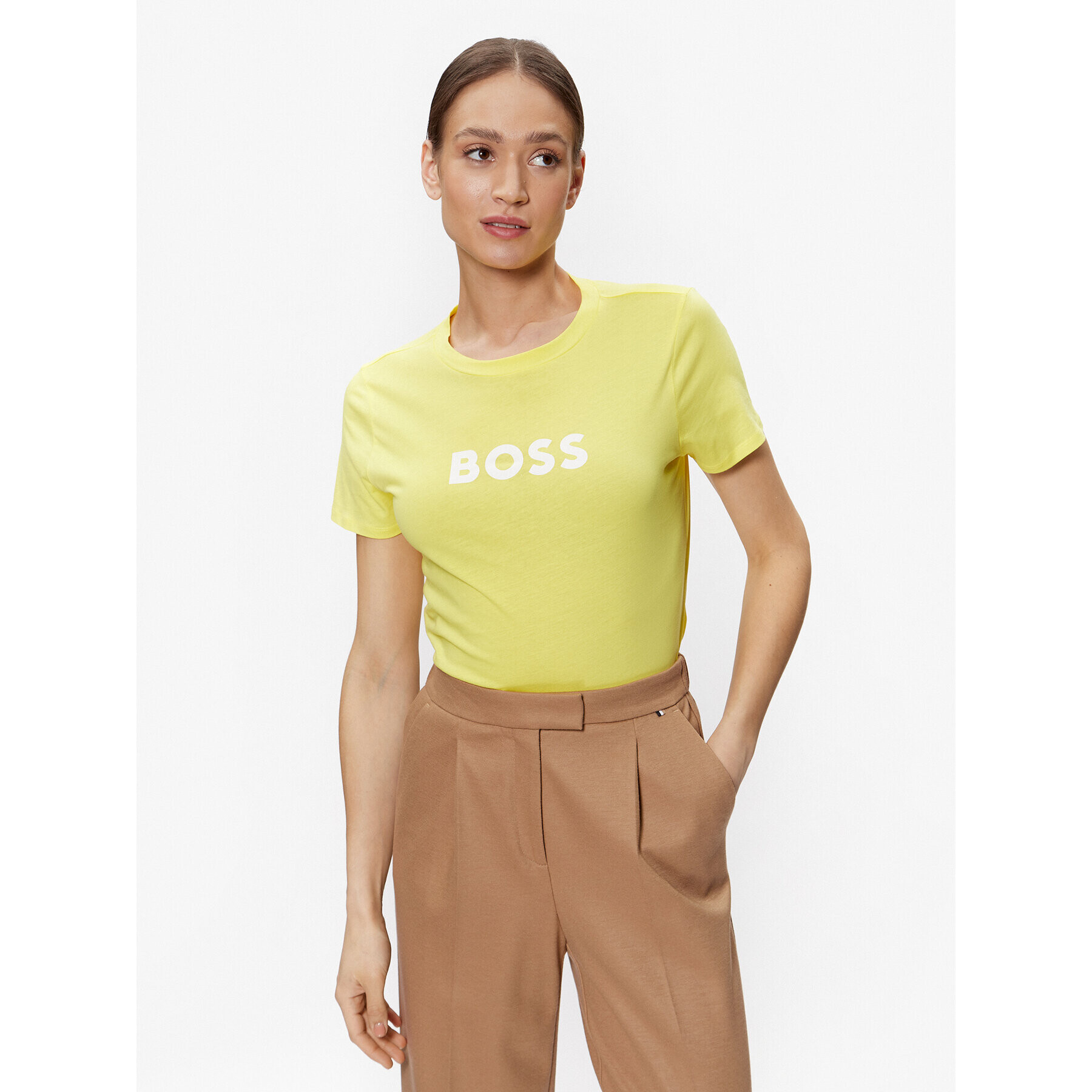 Boss Tricou Logo 50468356 Galben Regular Fit - Pled.ro