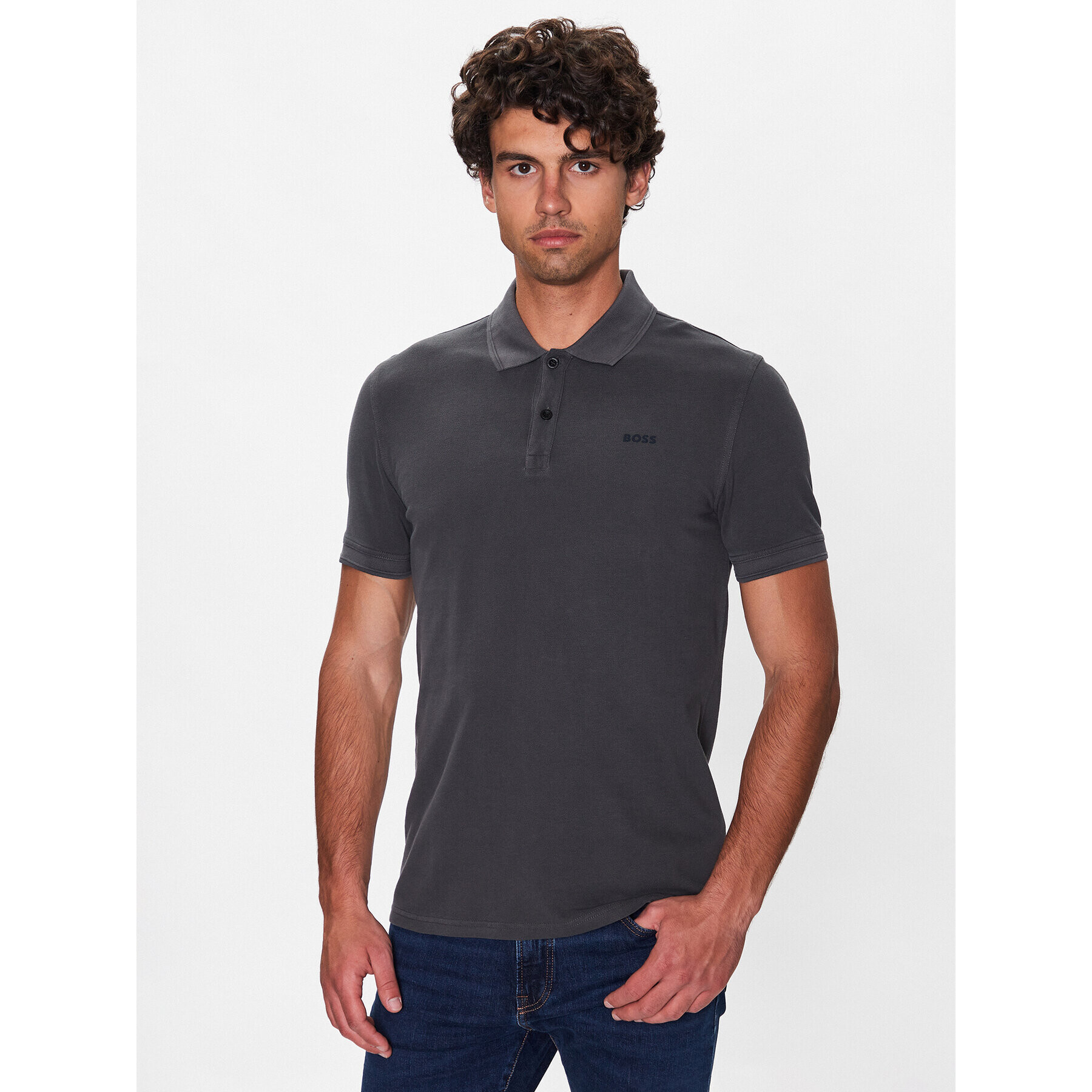 Boss Tricou polo 50468576 Gri Slim Fit - Pled.ro