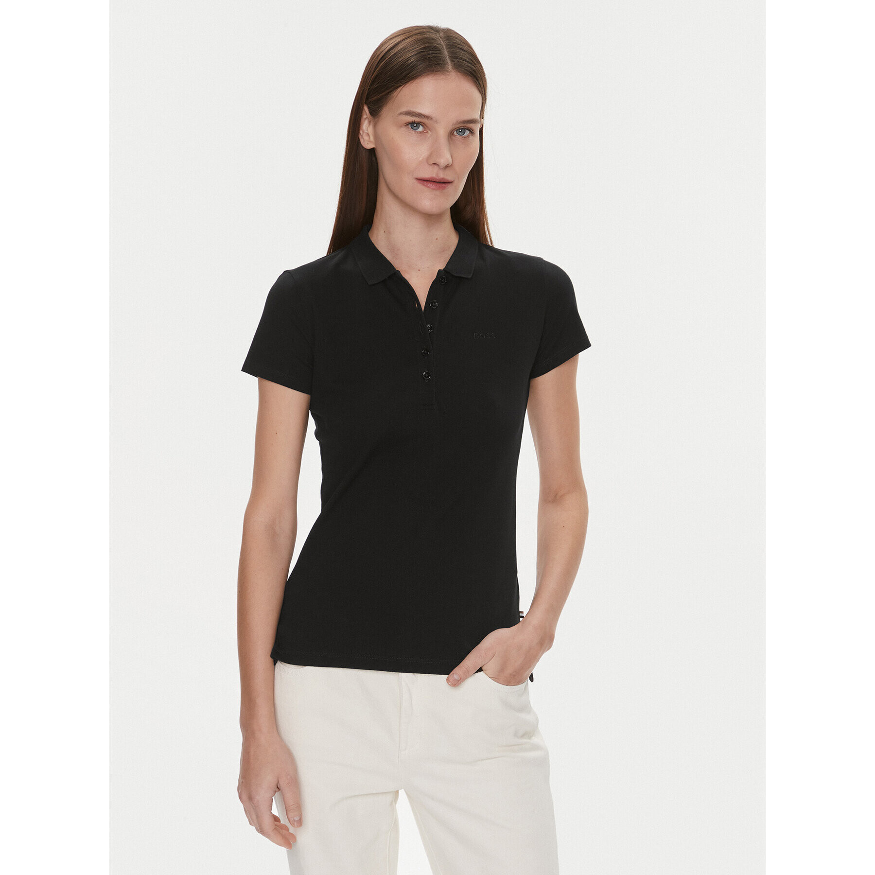 Boss Tricou polo Epola 50490960 Negru Slim Fit - Pled.ro