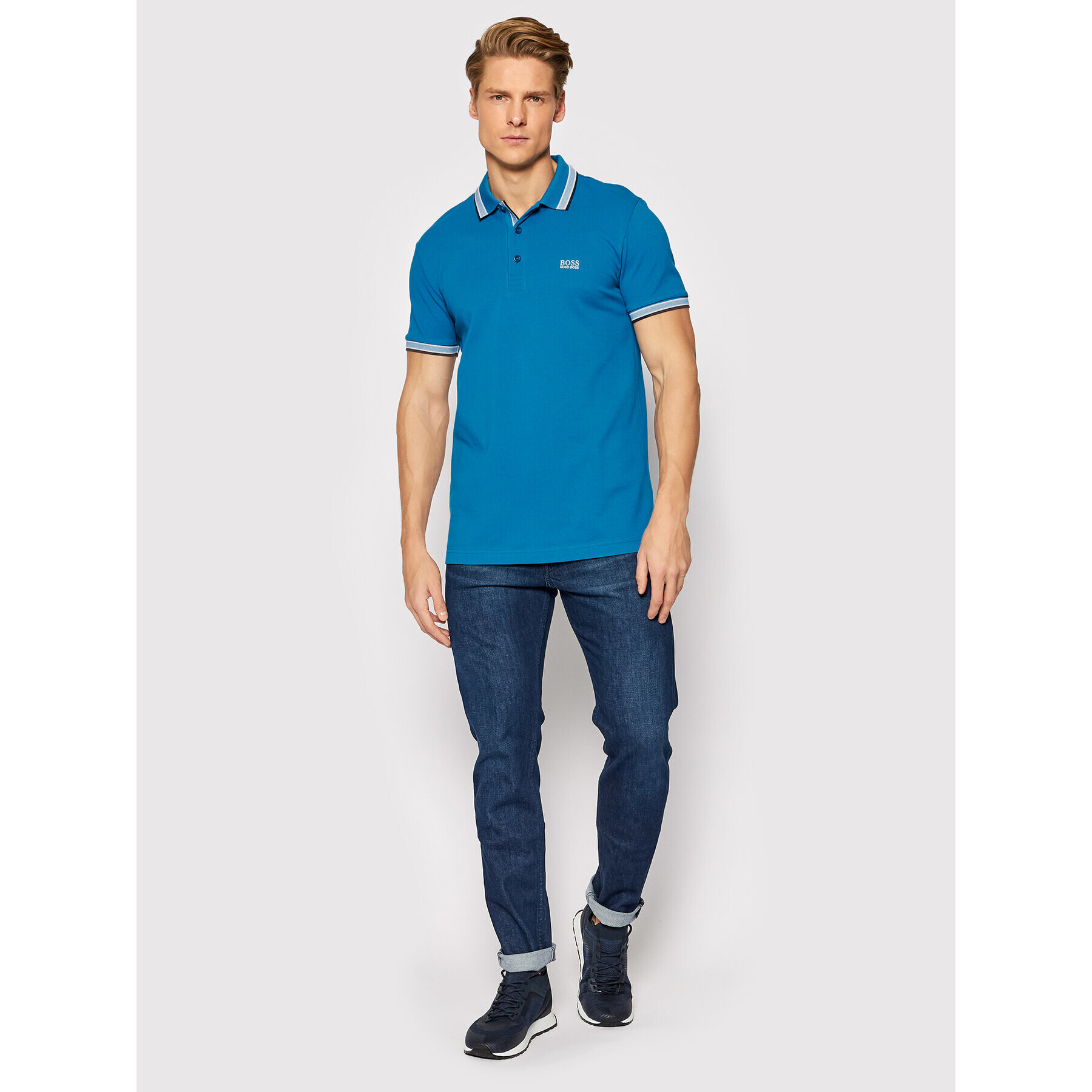 Boss Tricou polo Paddy 50398302 Albastru Regular Fit - Pled.ro