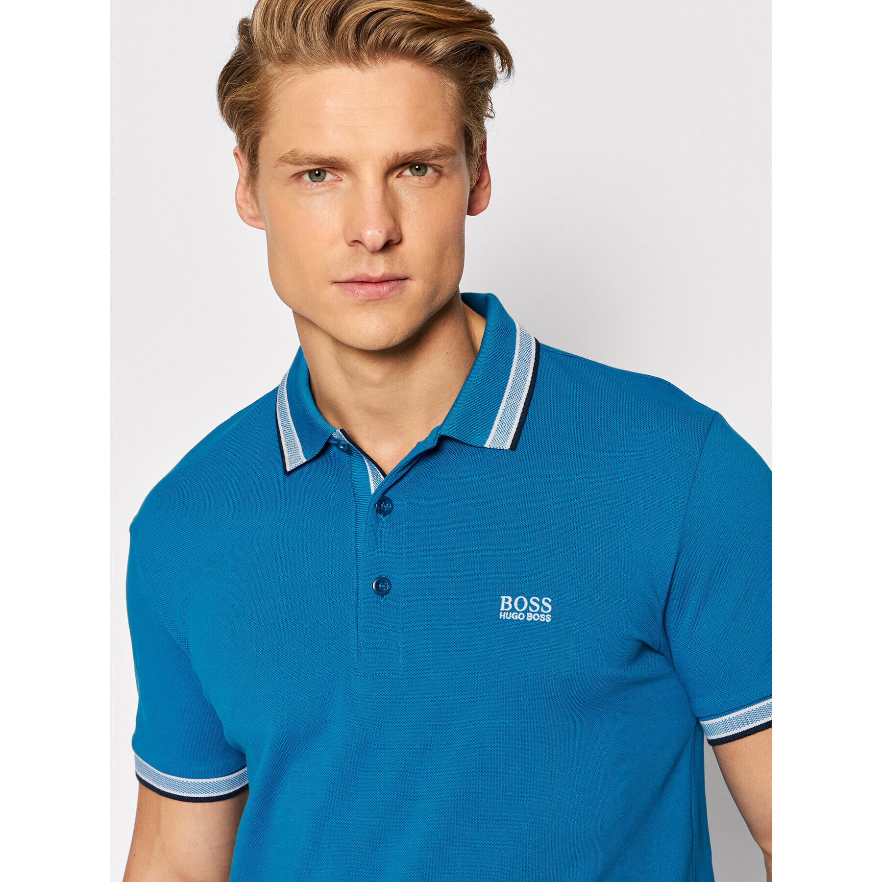 Boss Tricou polo Paddy 50398302 Albastru Regular Fit - Pled.ro