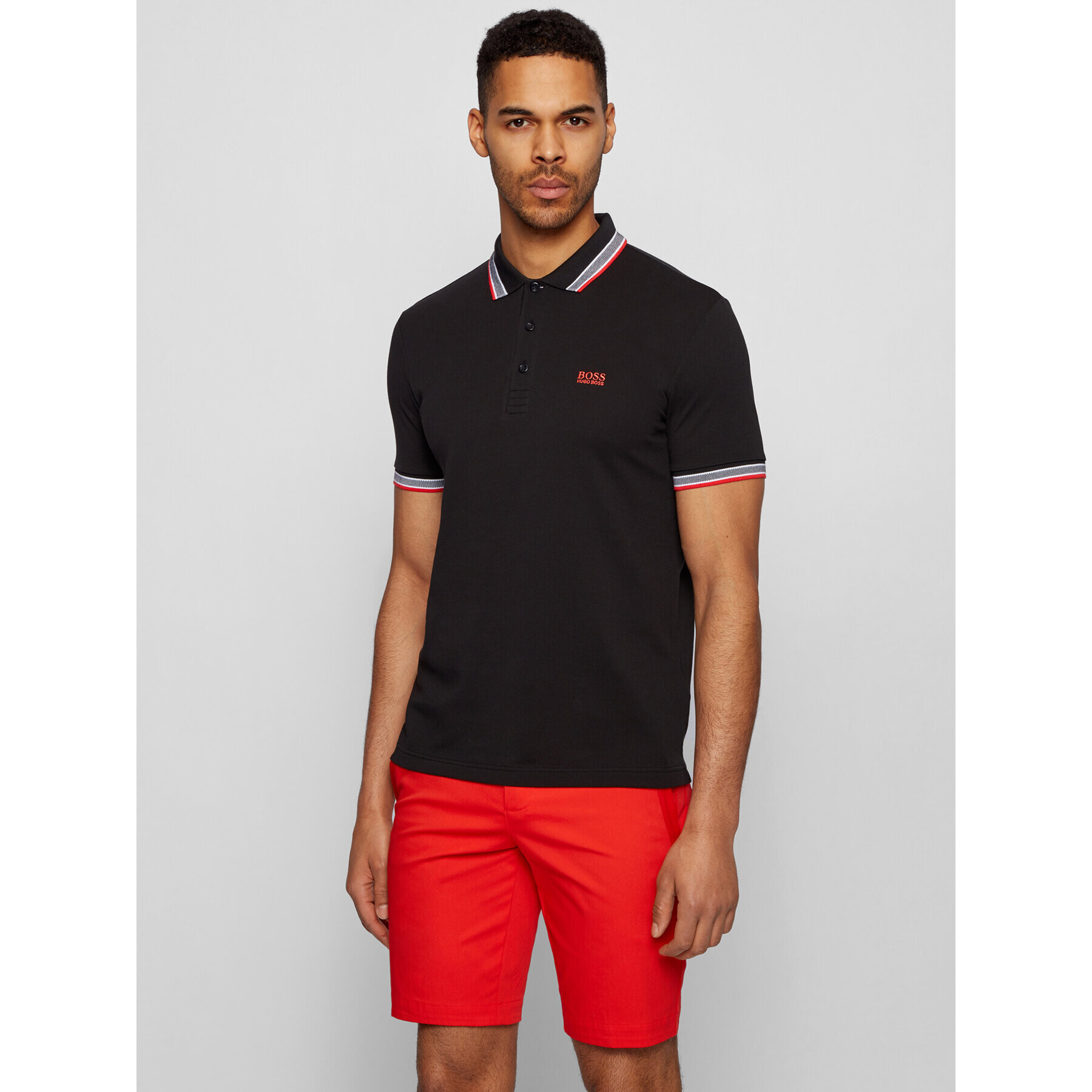 Boss Tricou polo Paddy 50398302 Negru Regular Fit - Pled.ro