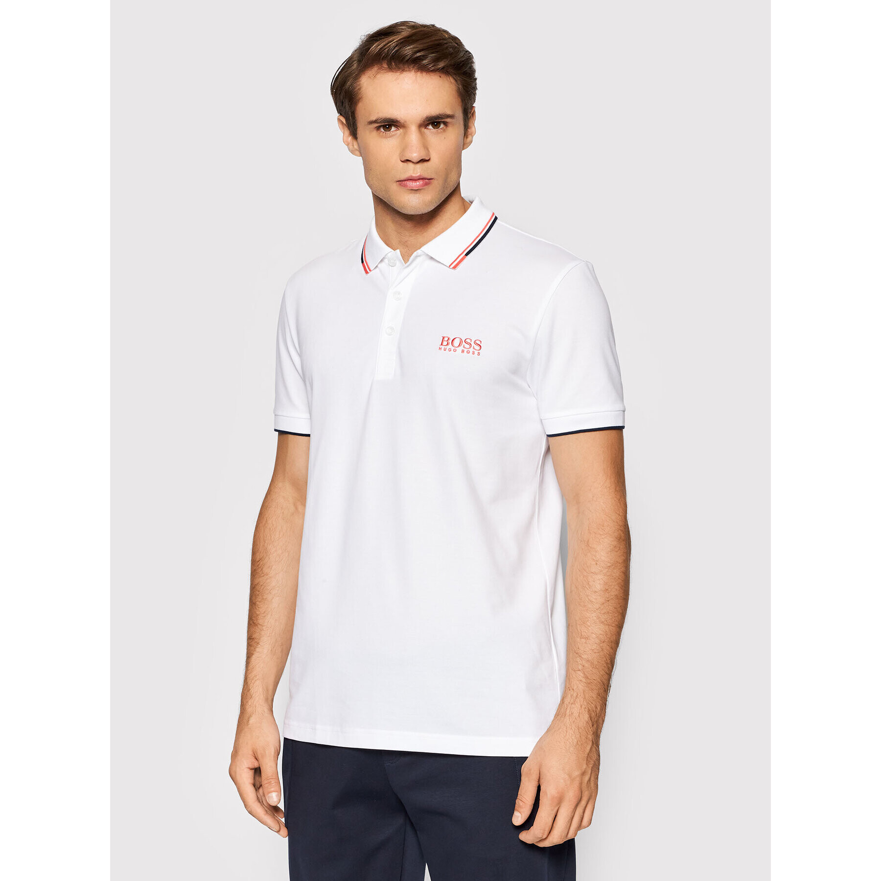 Boss Tricou polo Paddy 50430796 Alb Regular Fit - Pled.ro