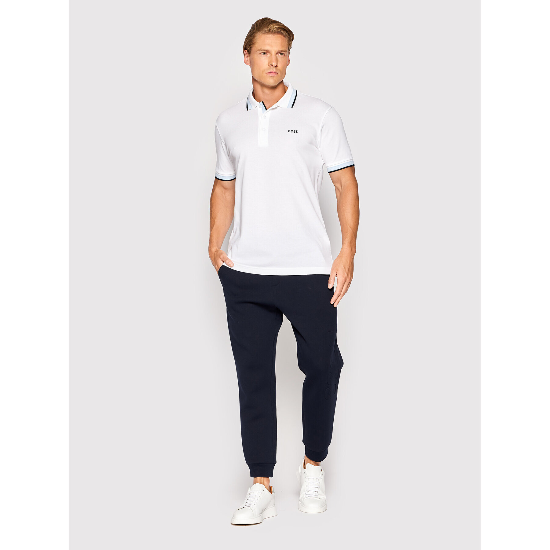 Boss Tricou polo Paddy 50468983 Alb Regular Fit - Pled.ro