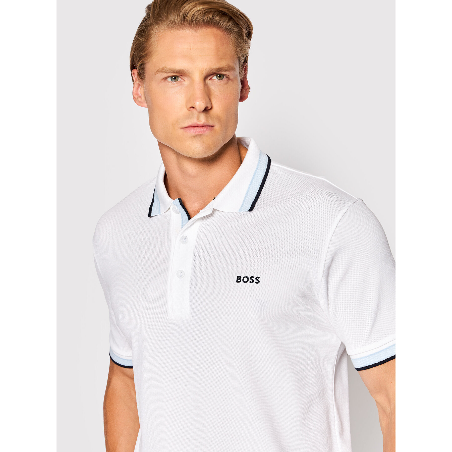 Boss Tricou polo Paddy 50468983 Alb Regular Fit - Pled.ro