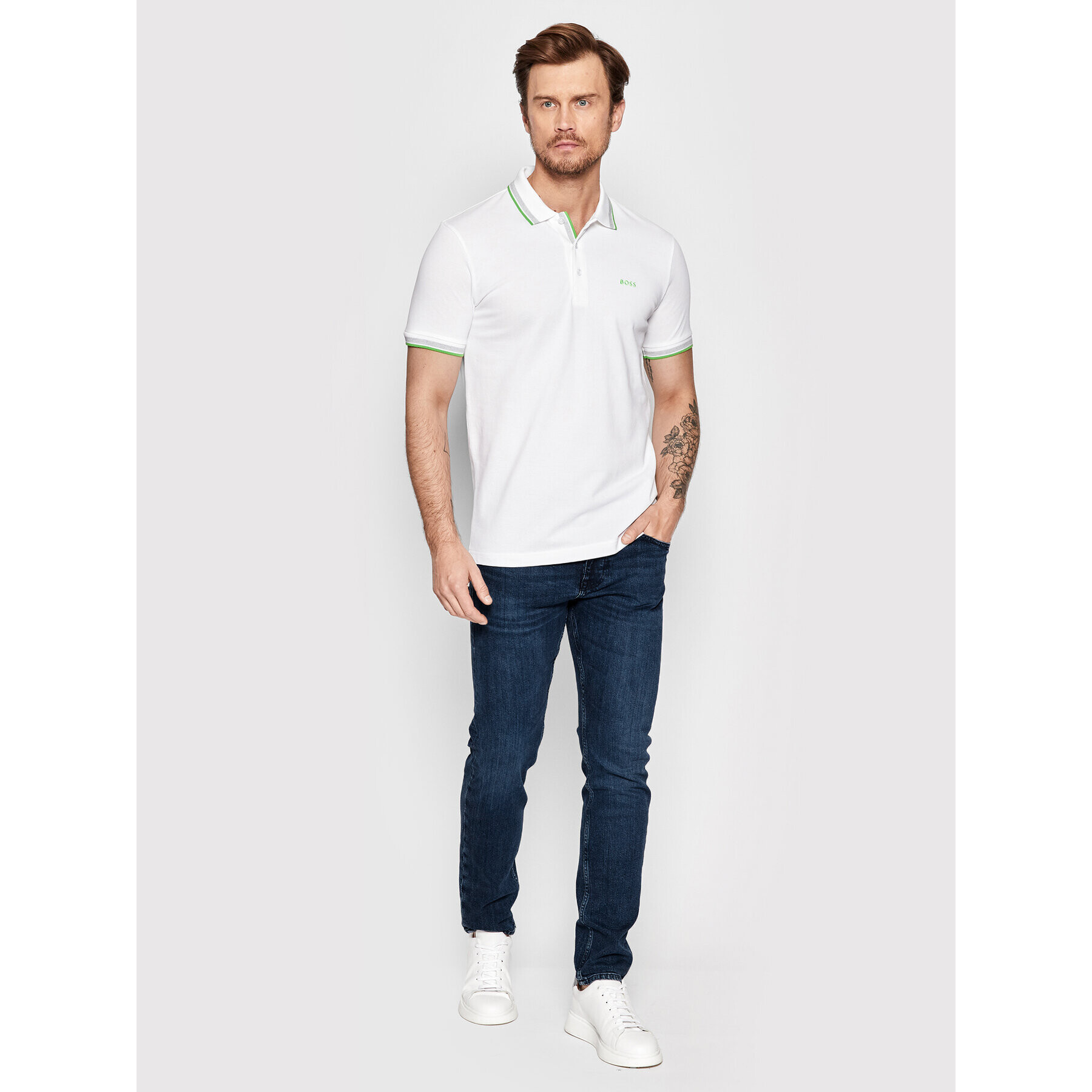 Boss Tricou polo Paddy 50469055 Alb Regular Fit - Pled.ro