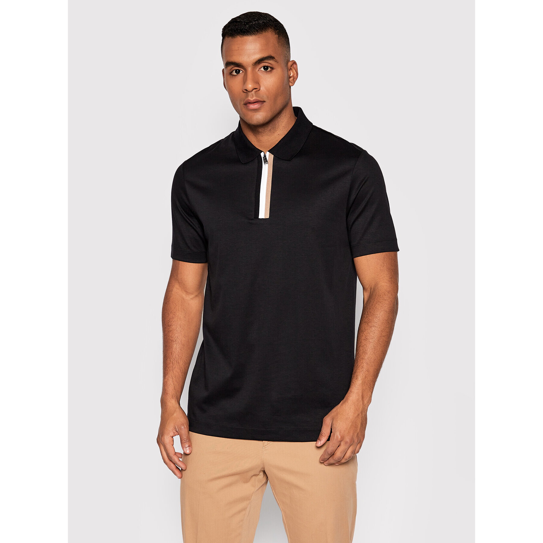 Boss Tricou polo Paras 14 50471711 Negru Regular Fit - Pled.ro