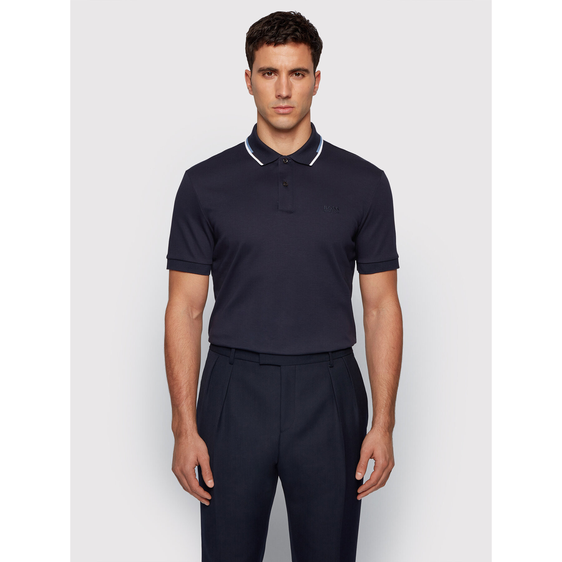 Boss Tricou polo Parlay 104 50448657 Bleumarin Regular Fit - Pled.ro