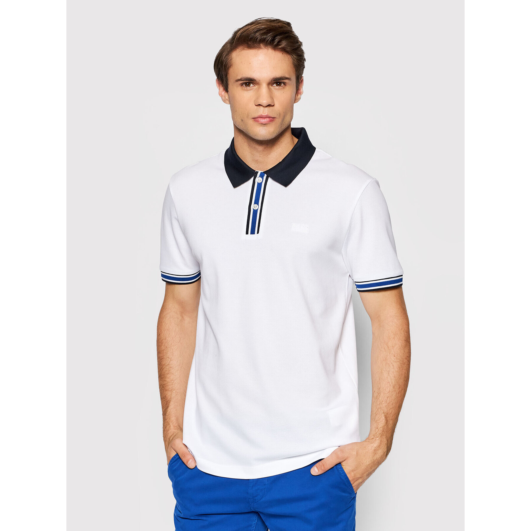 Boss Tricou polo Parlay 126_Ad 50461247 Alb Regular Fit - Pled.ro