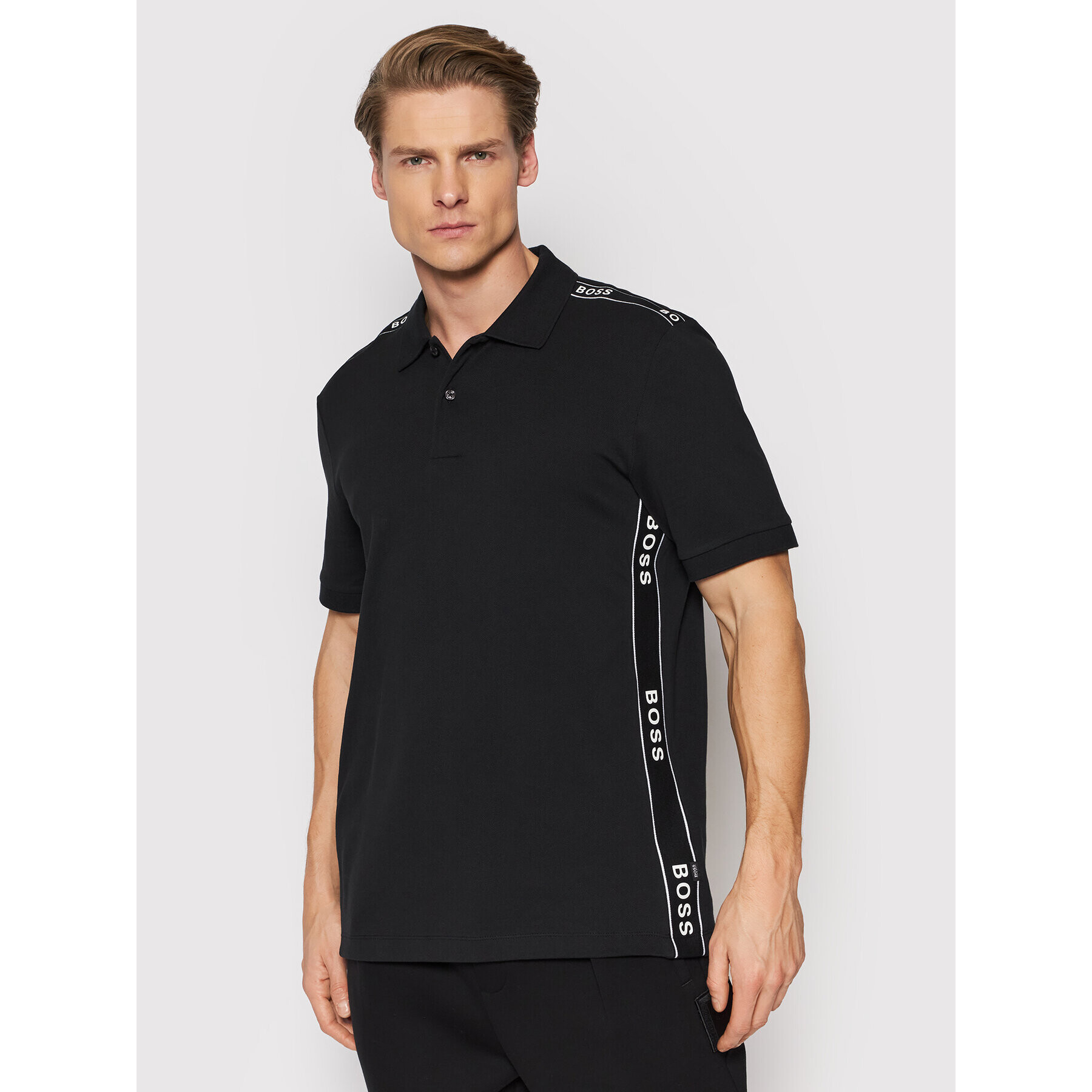 Boss Tricou polo Parlay 138_Hc 50462400 Negru Regular Fit - Pled.ro