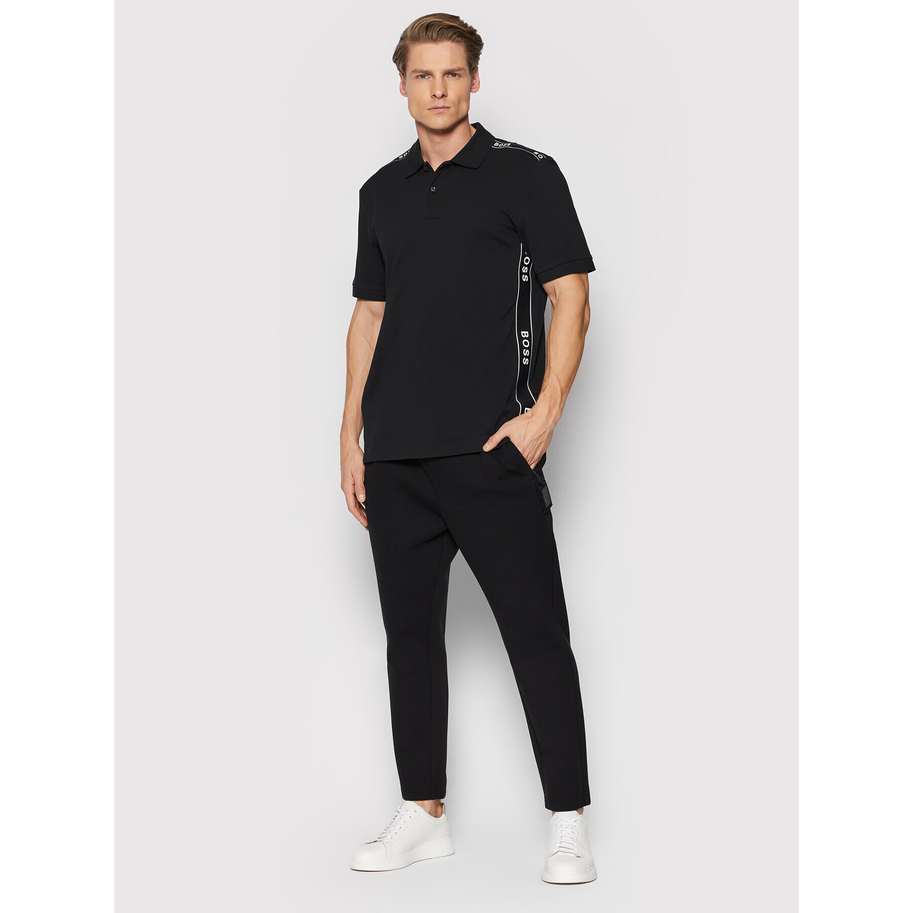 Boss Tricou polo Parlay 138_Hc 50462400 Negru Regular Fit - Pled.ro