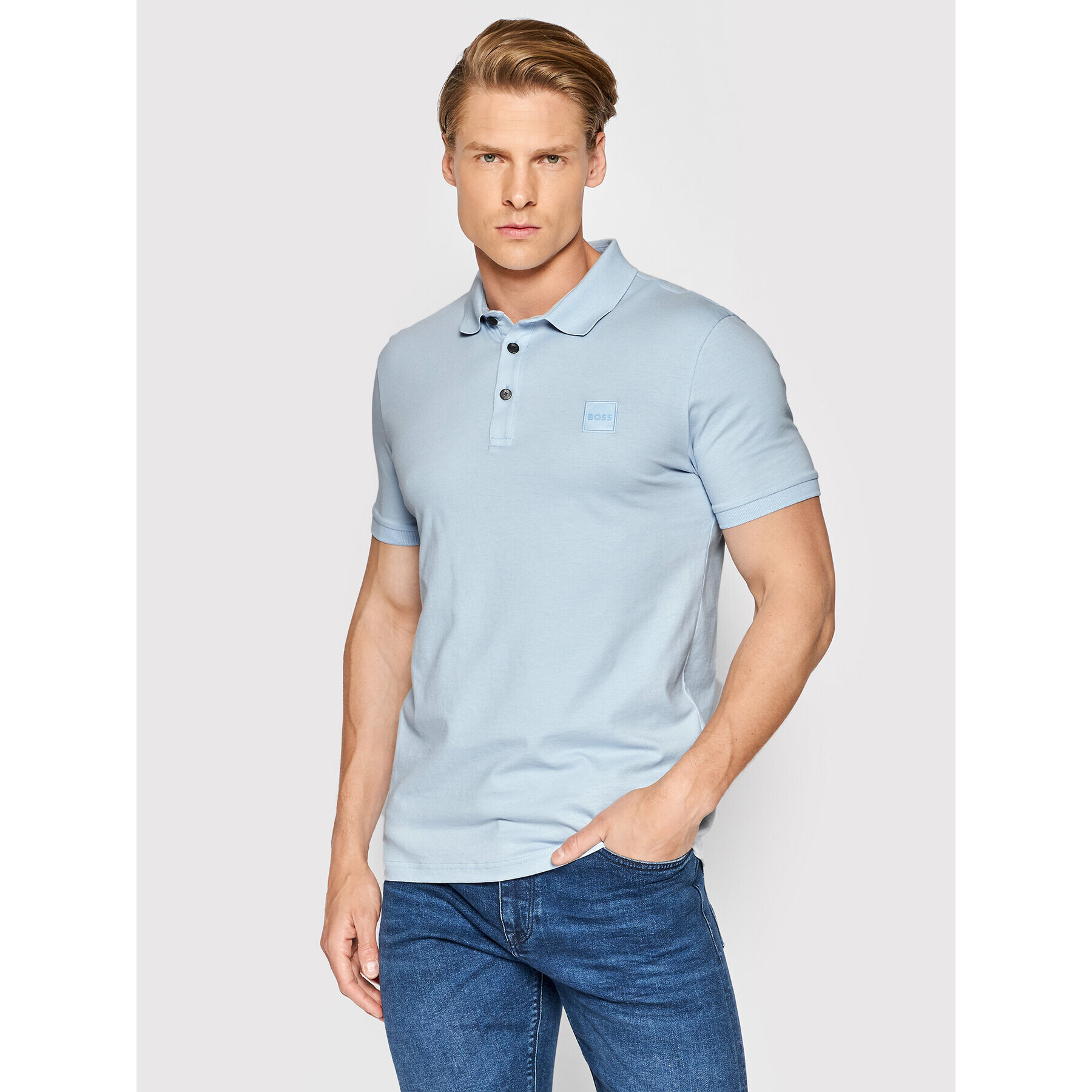 Boss Tricou polo Passenger 50472668 Albastru Slim Fit - Pled.ro